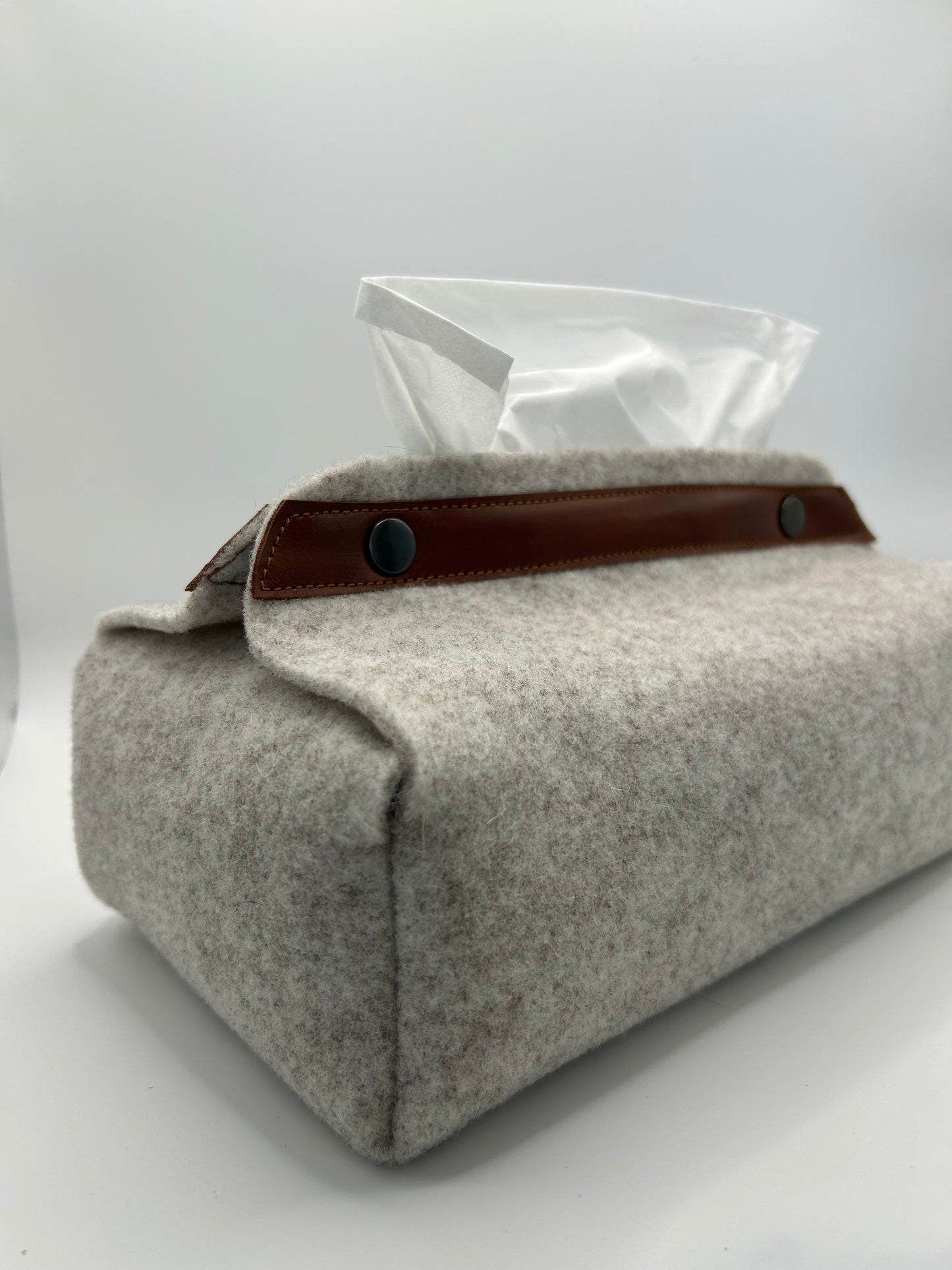 Kosmetiktuchspender Filz & Leder Beige