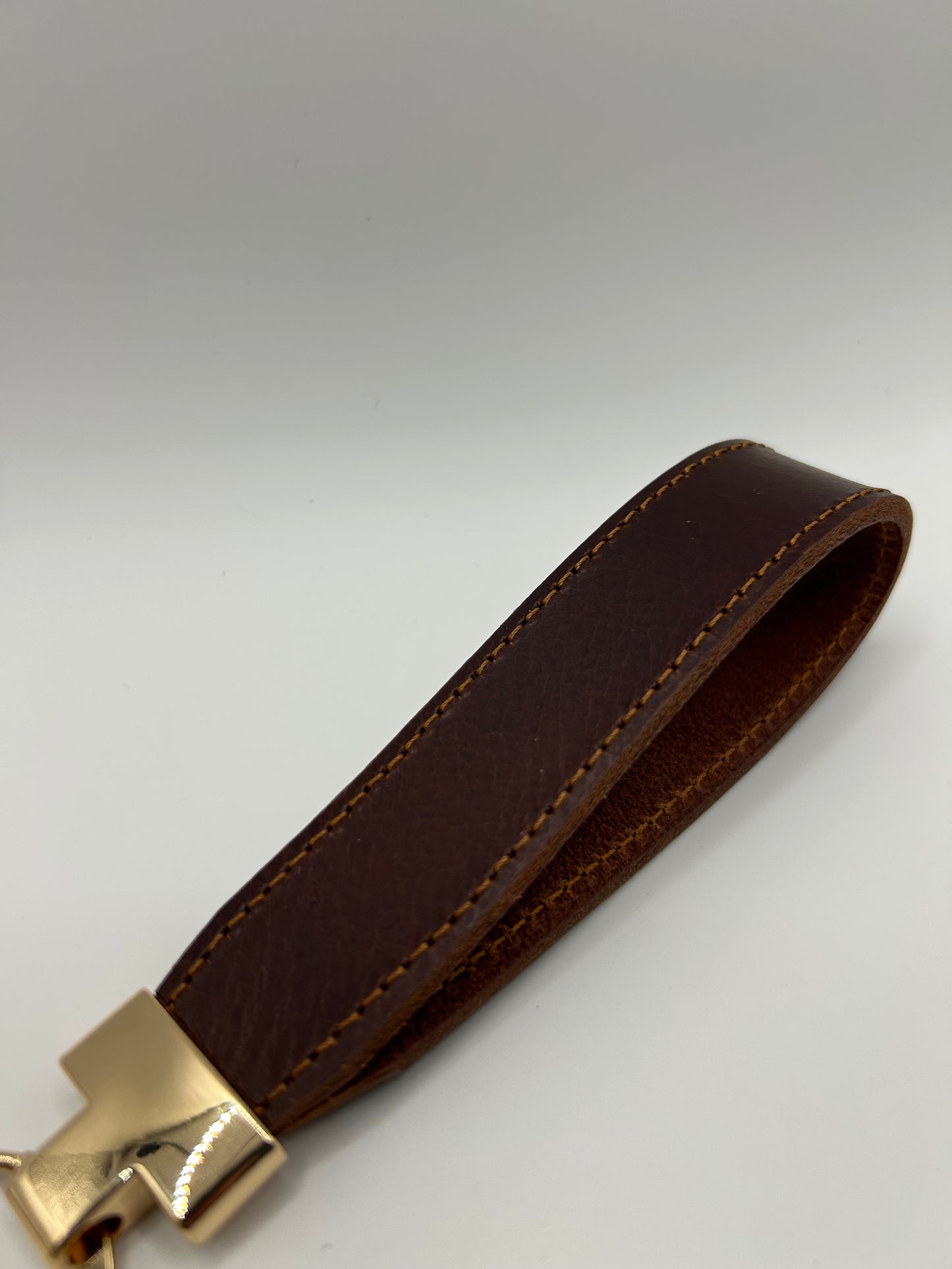 Schlüsselanhänger Büffel Rotbraun Lightgold Naht
