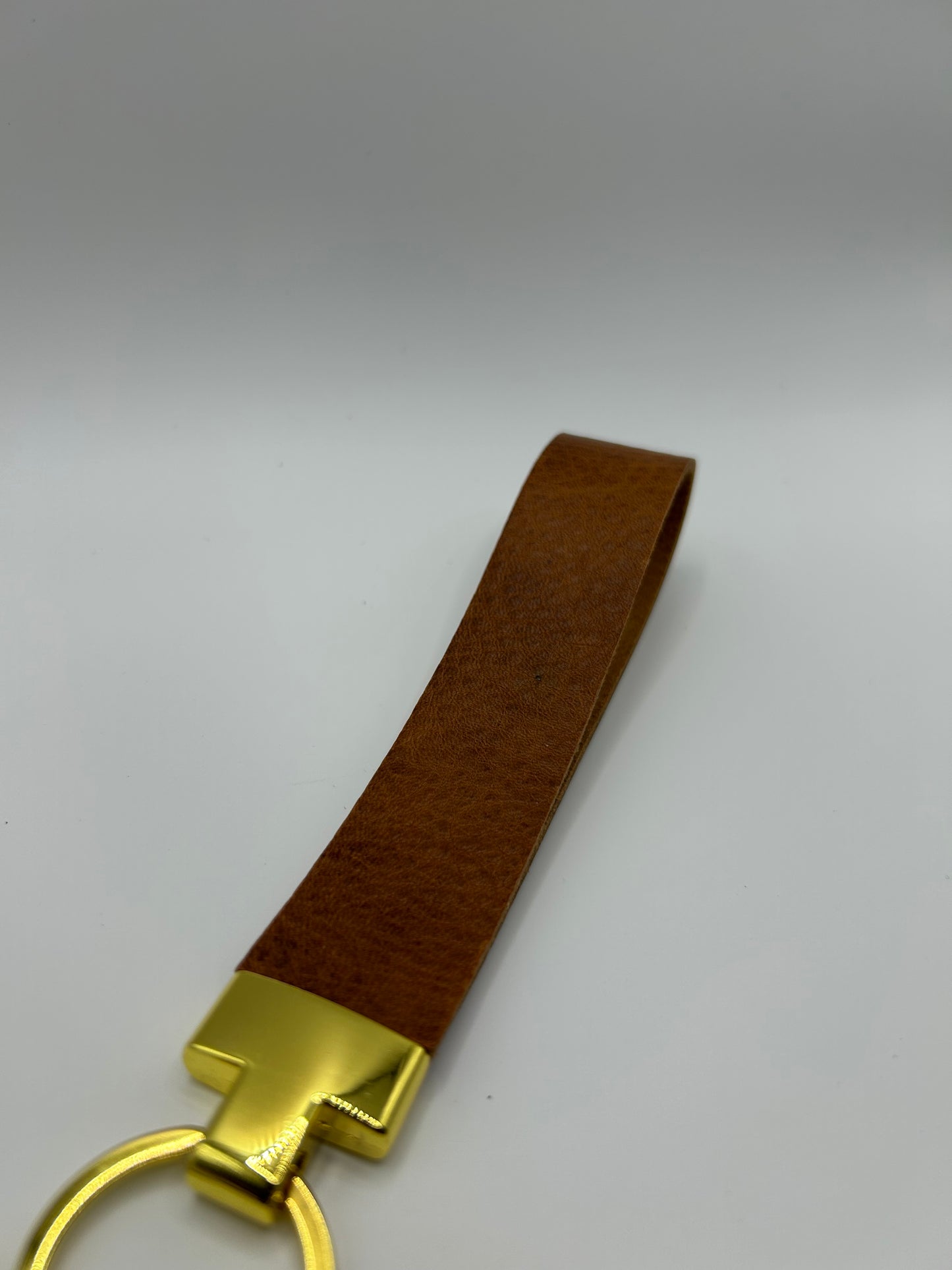 Schlüsselanhänger Leder Cognac Gold