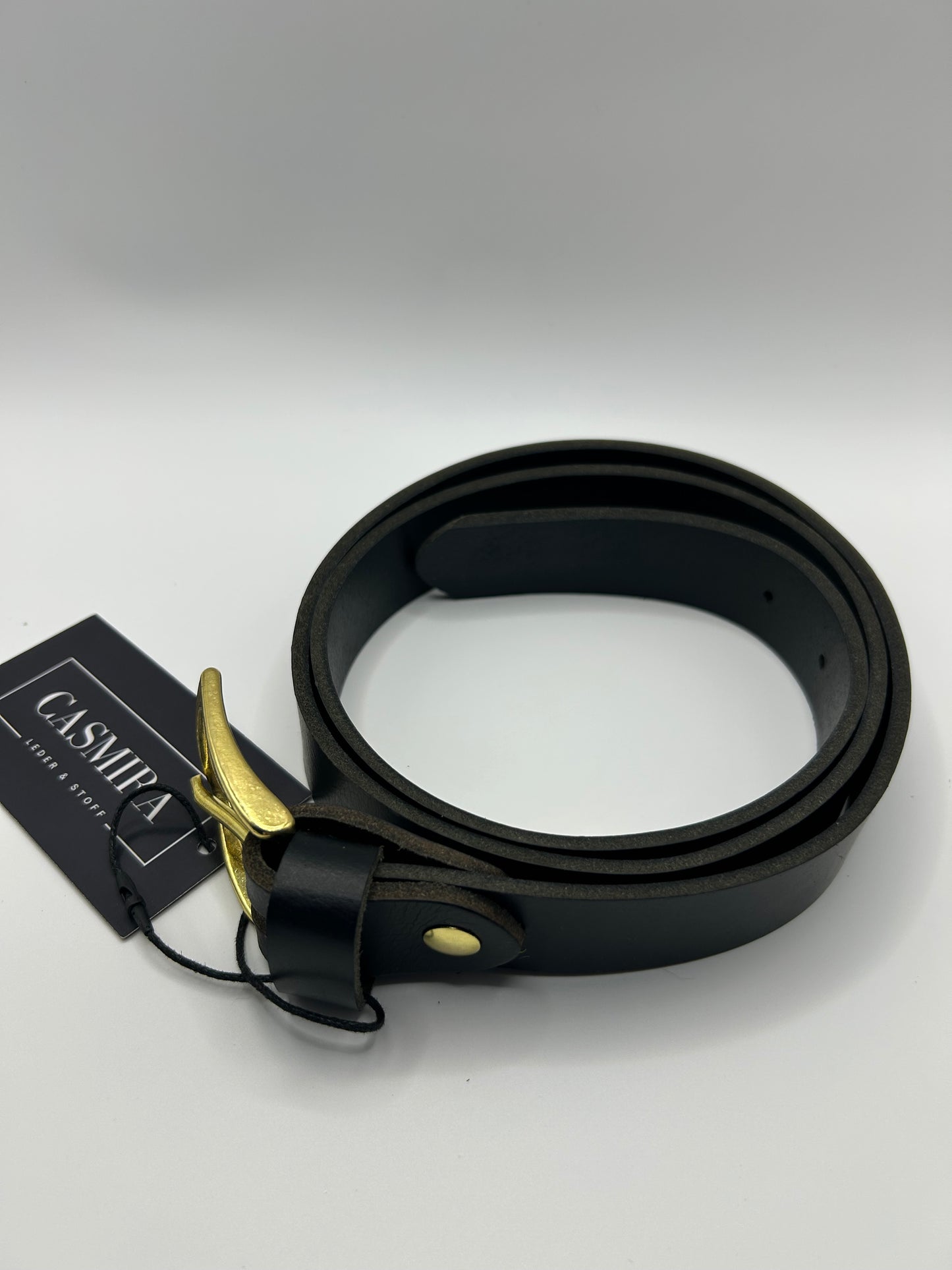 Gürtel Büffelleder Schwarz 30mm / 116 cm