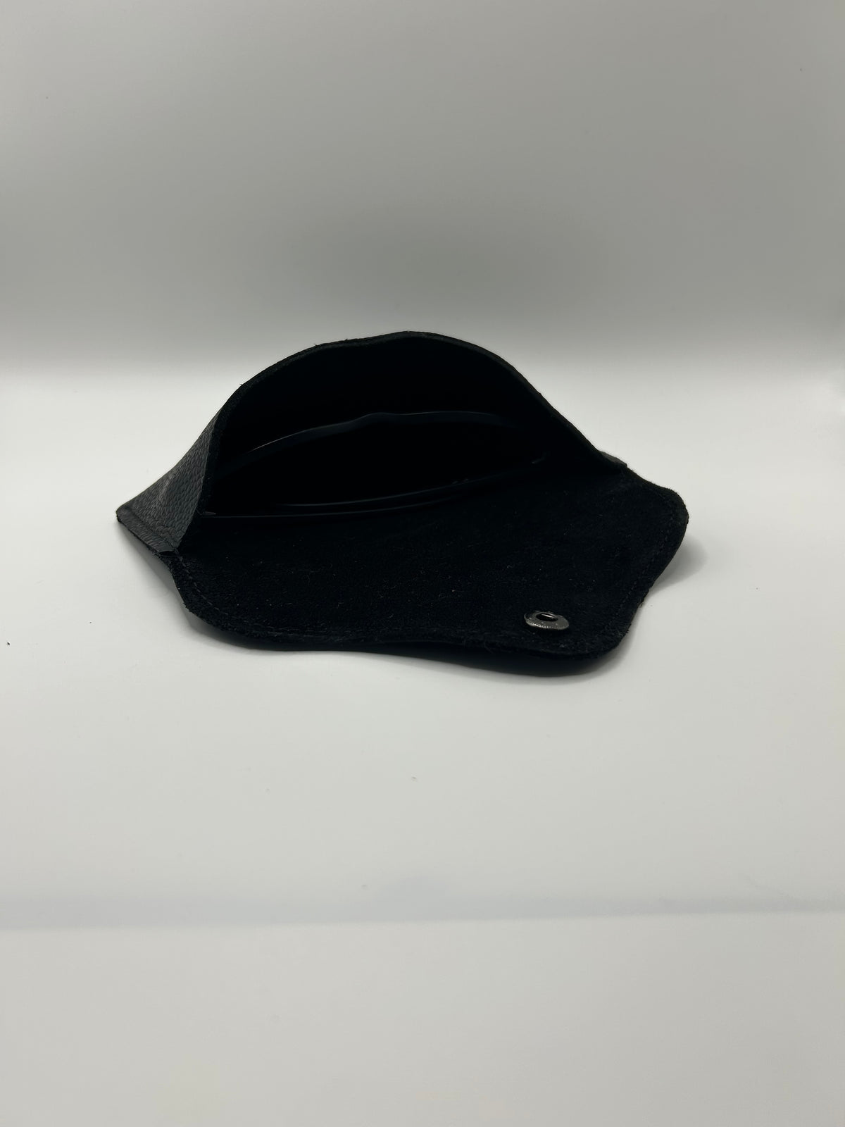 Brillenetui Unisex Leder Schwarz / Anthrazit