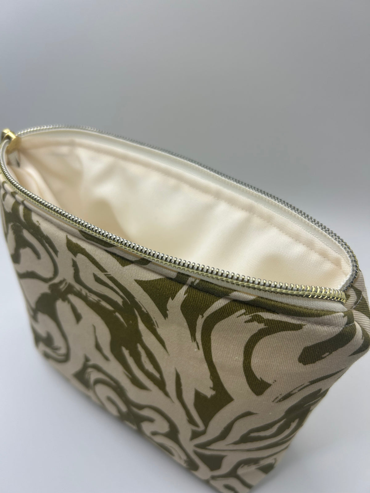 Kosmetiktasche Grün/Weiß Groß