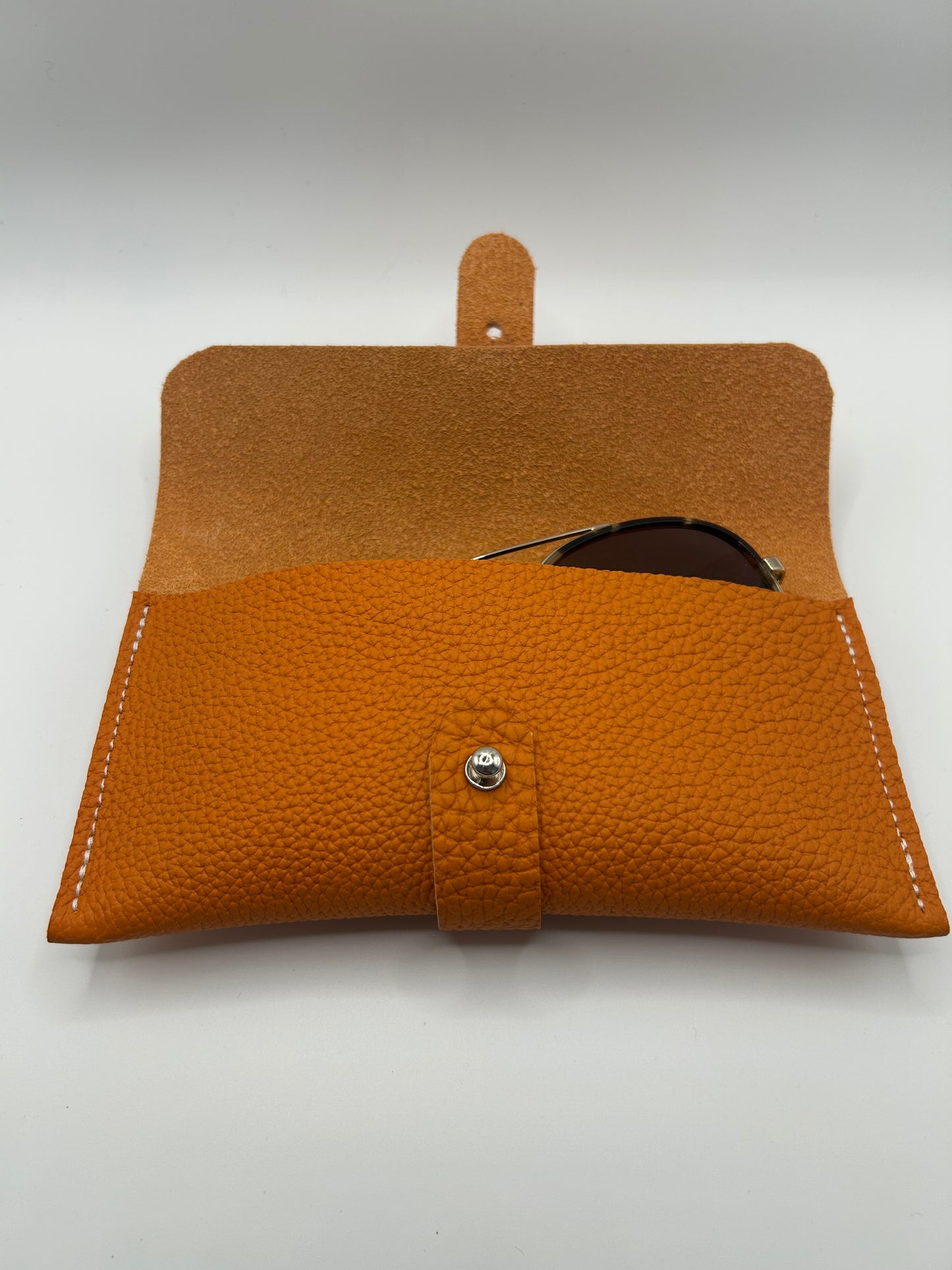 Brillenetui Leder Orange
