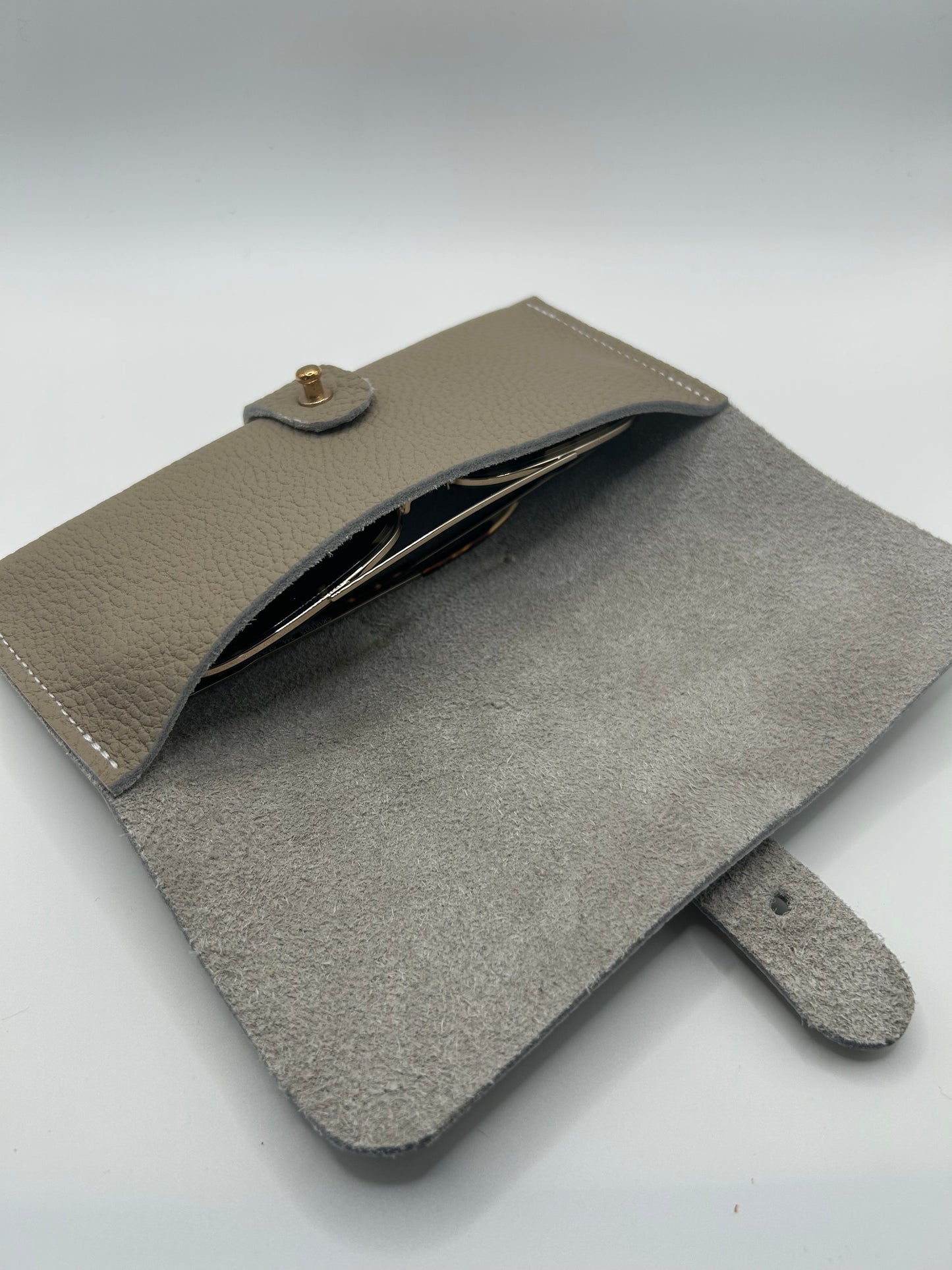 Brillenetui Leder Beige