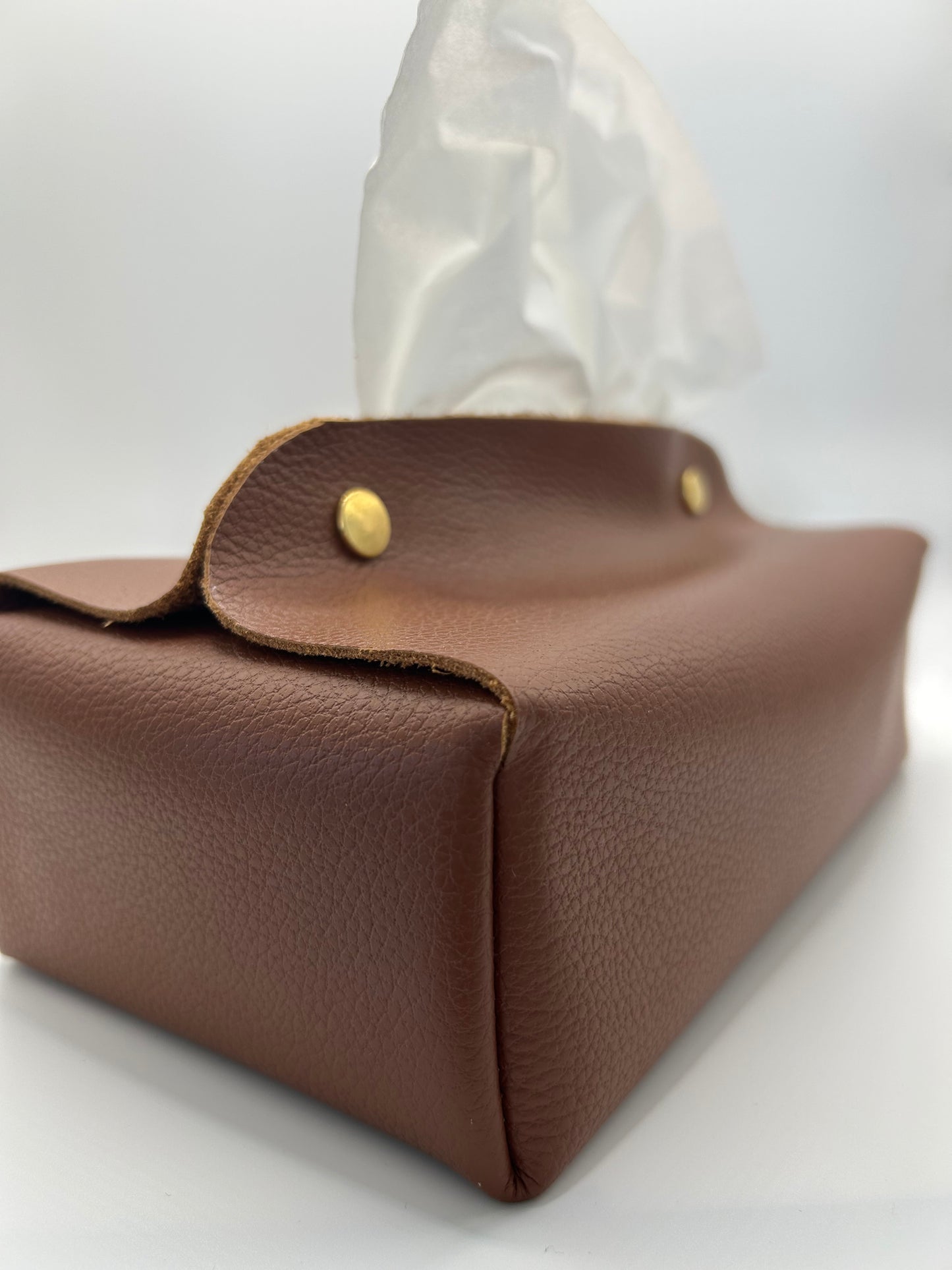 Kosmetiktuchspender aus Leder Braun