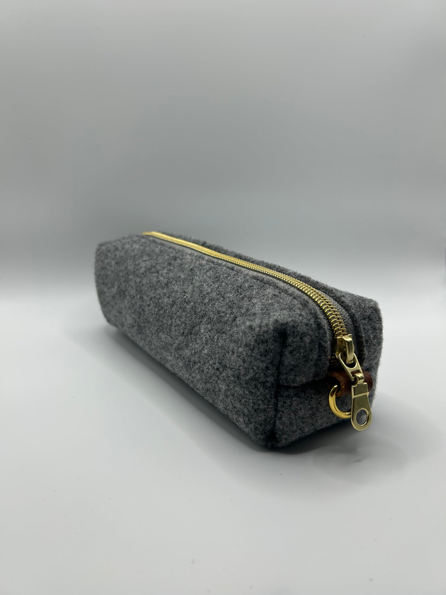 Mäppchen Filz Grau/Gold/Braun