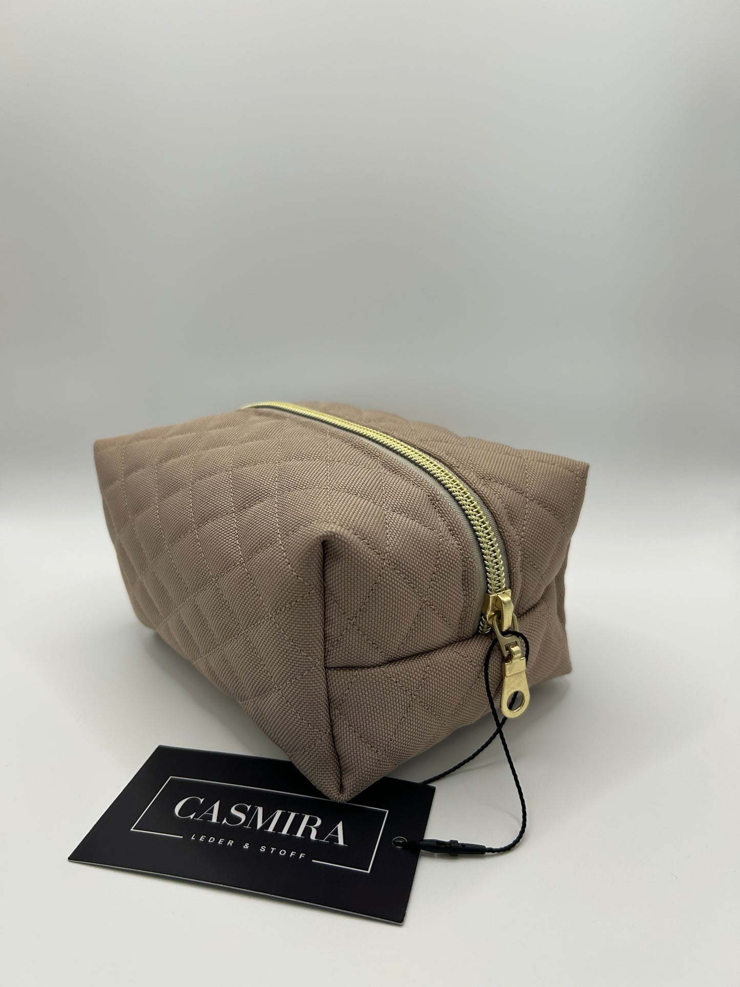 Kosmetiktasche Stepp Breit Beige