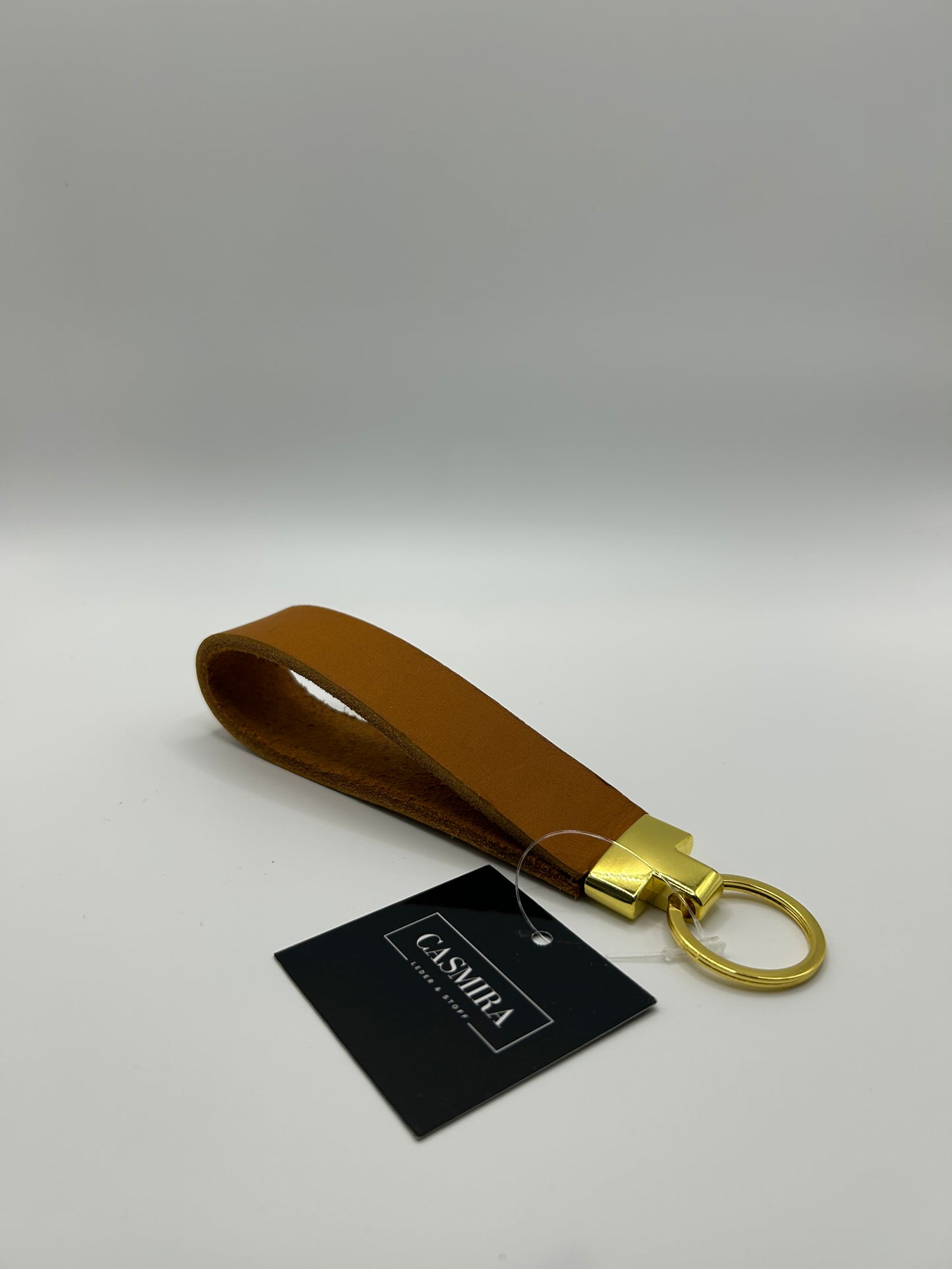 Schlüsselanhänger Fettleder Cognac