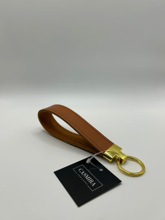 Schlüsselanhänger Büffel Cognac Gold Naht