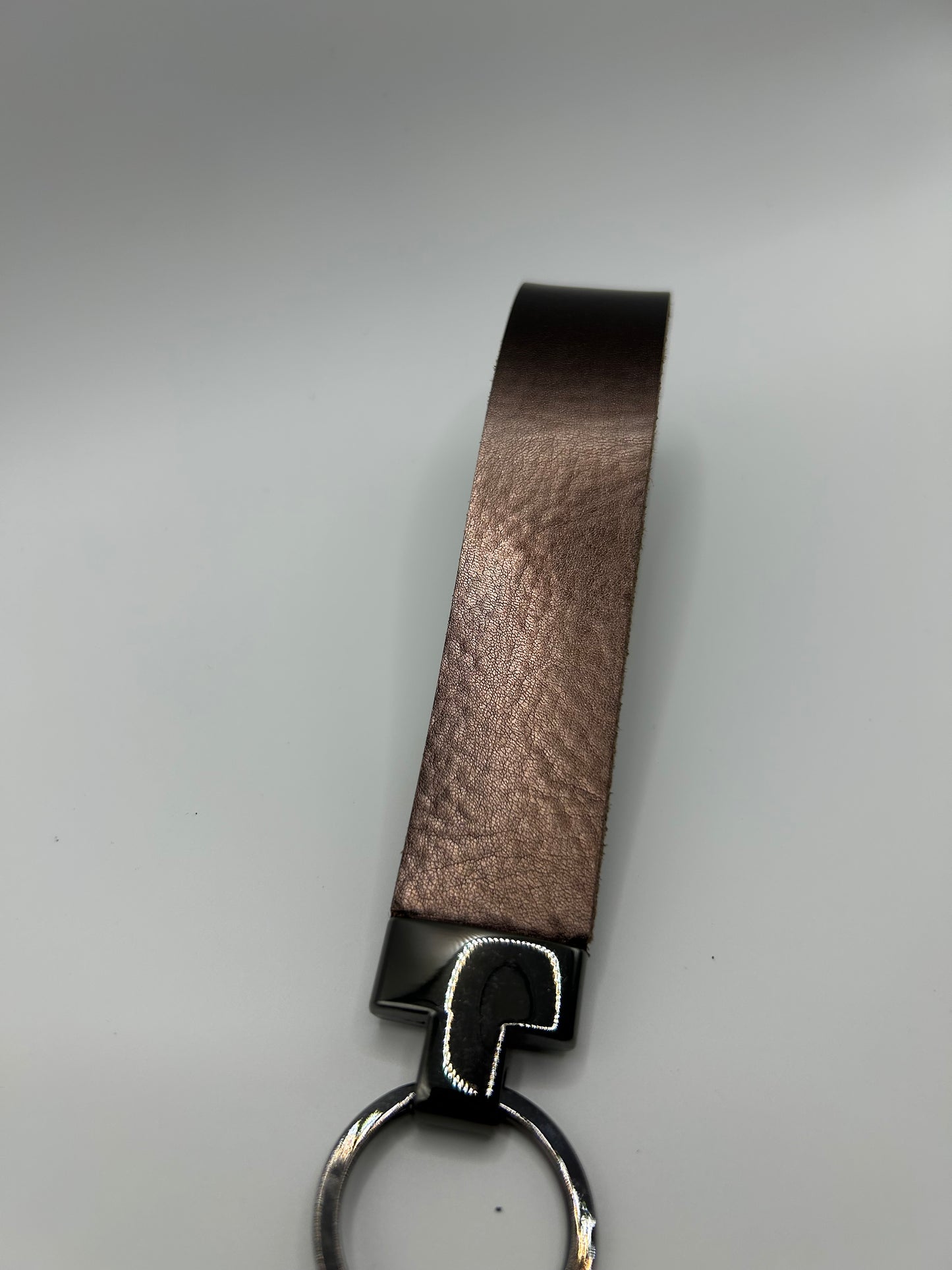 Schlüsselanhänger Spaltleder Metallic Bronze Anthrazit