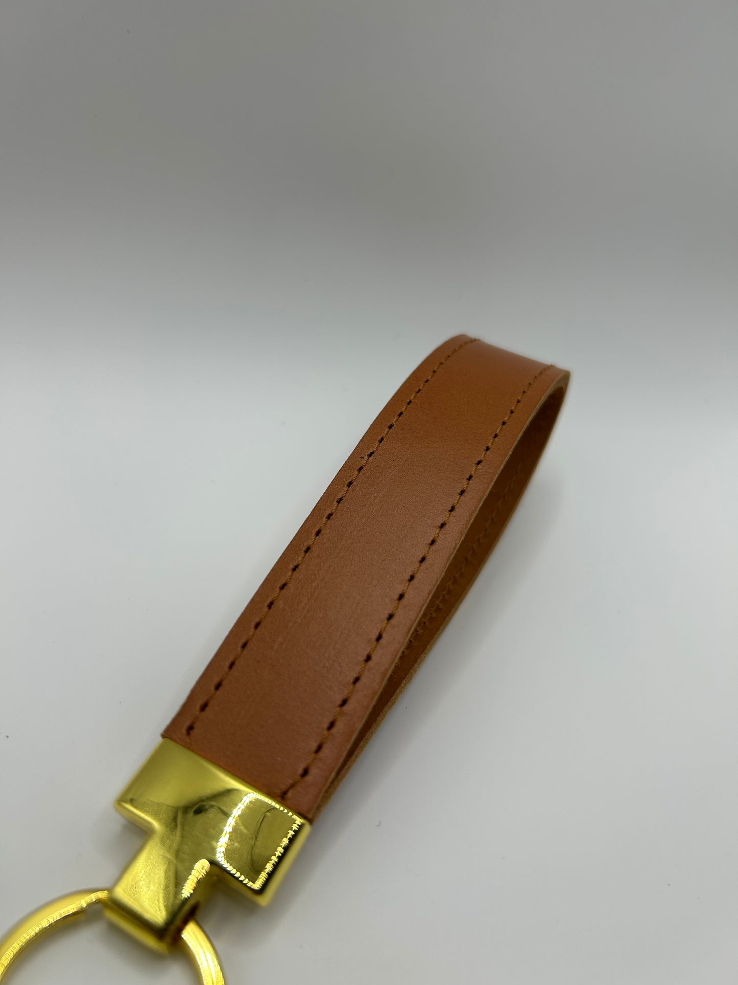 Schlüsselanhänger Büffel Cognac Gold Naht
