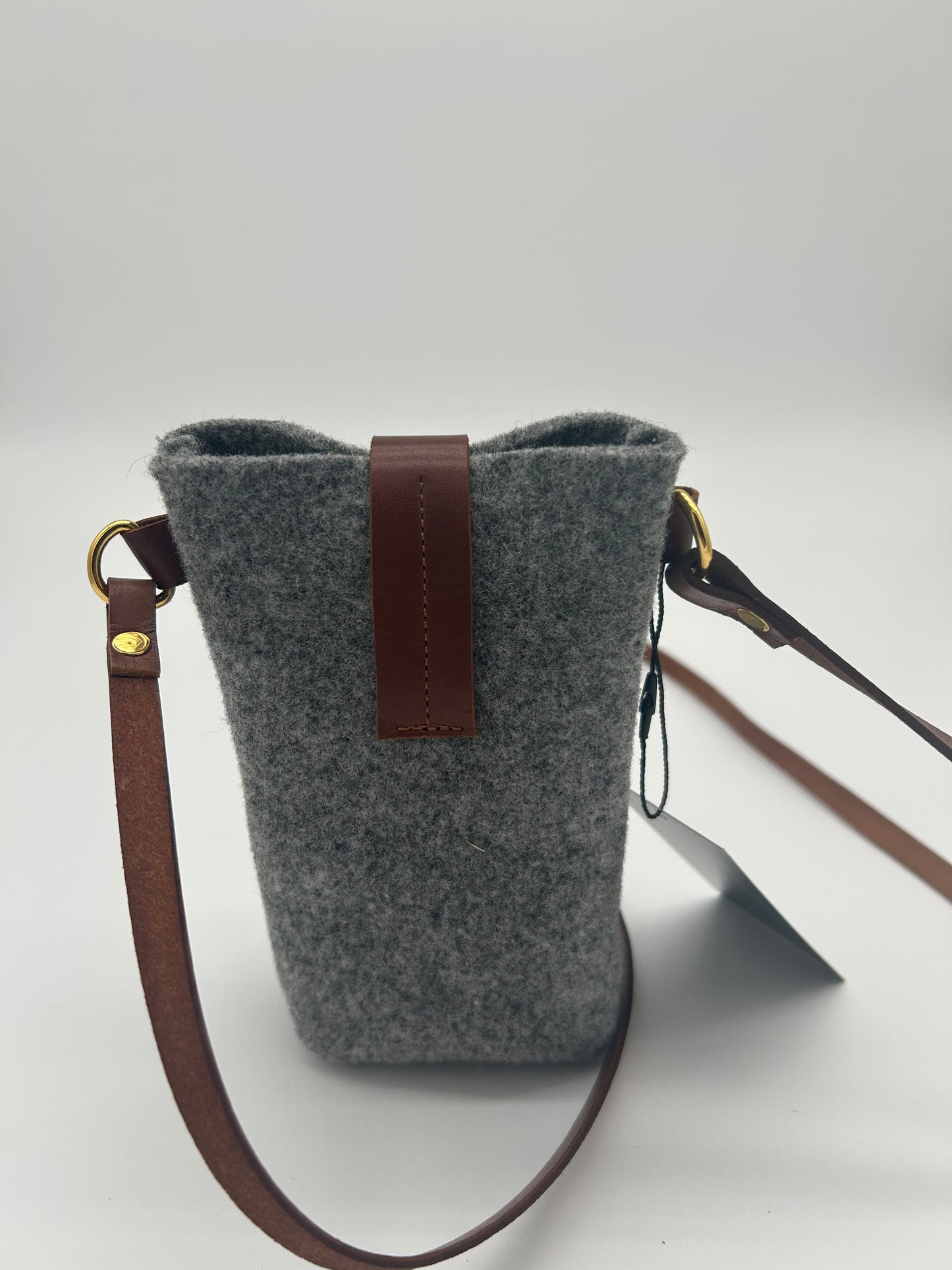 Handytasche Mini Filz & Leder Grau/Braun