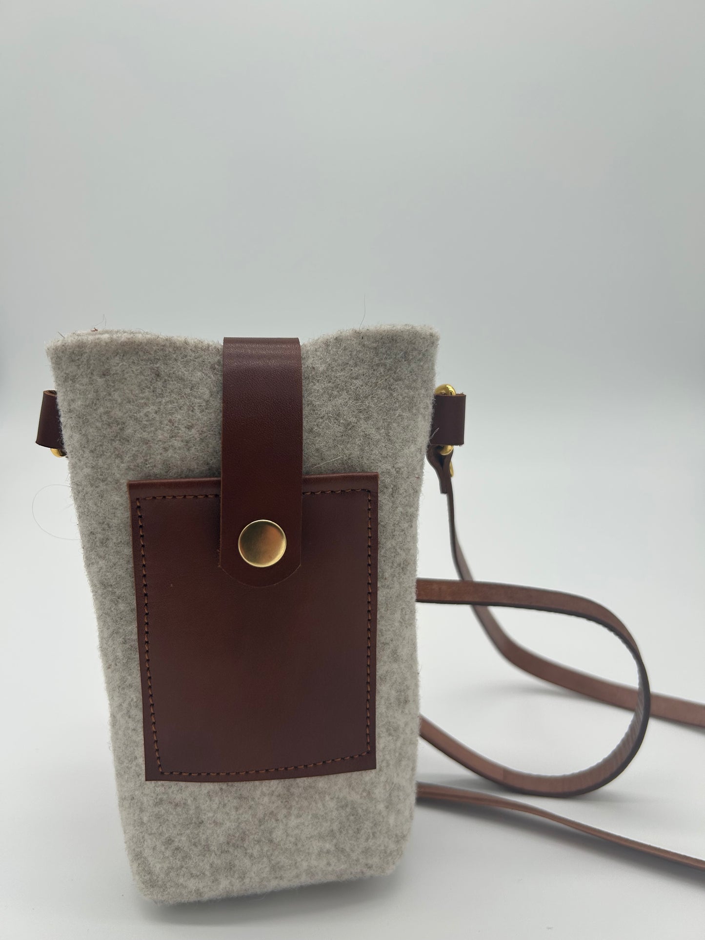 Handytasche Mini Filz & Leder Natur/Braun