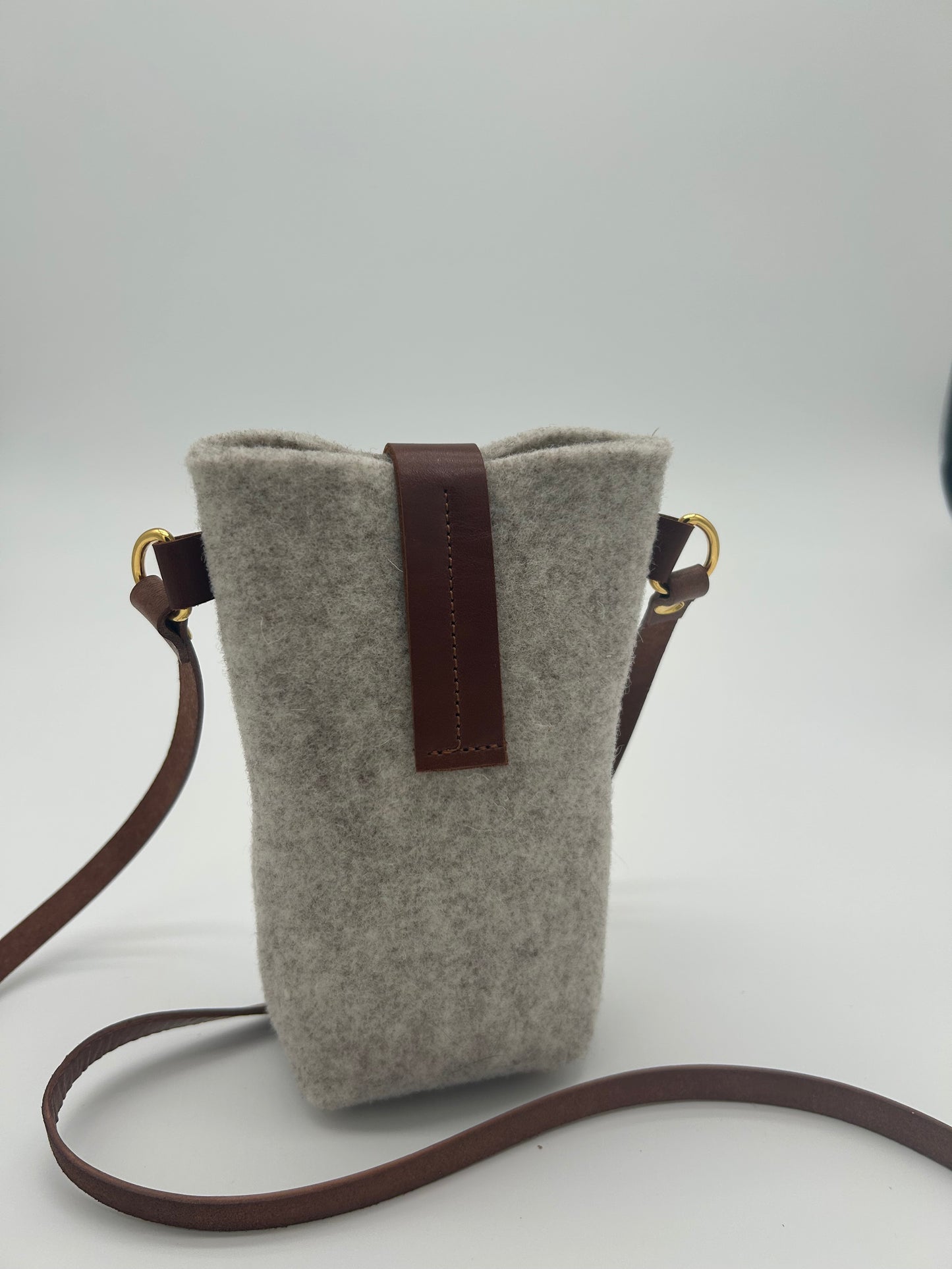 Handytasche Mini Filz & Leder Natur/Braun