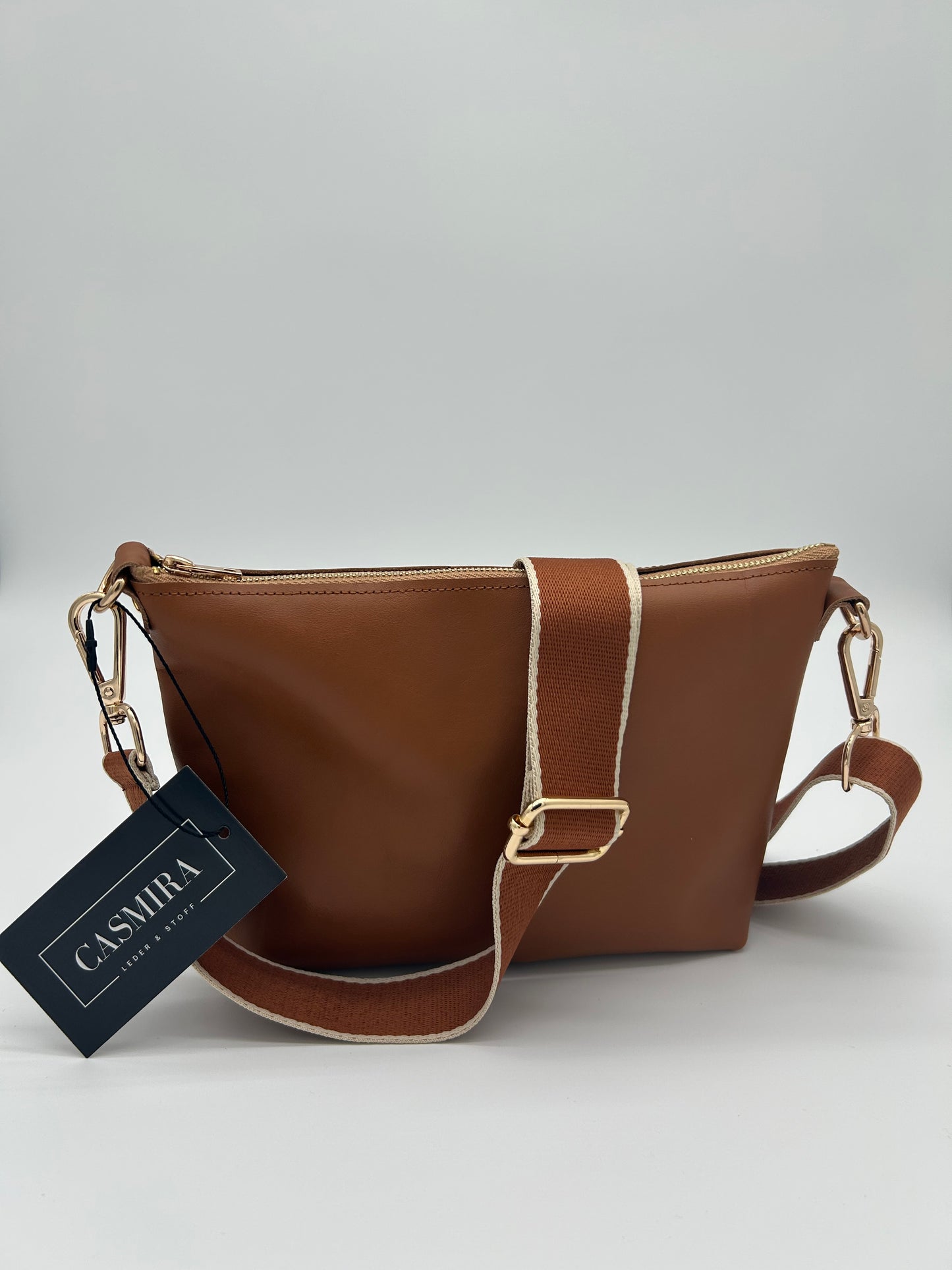 Umhängetasche Leder Cognac Small