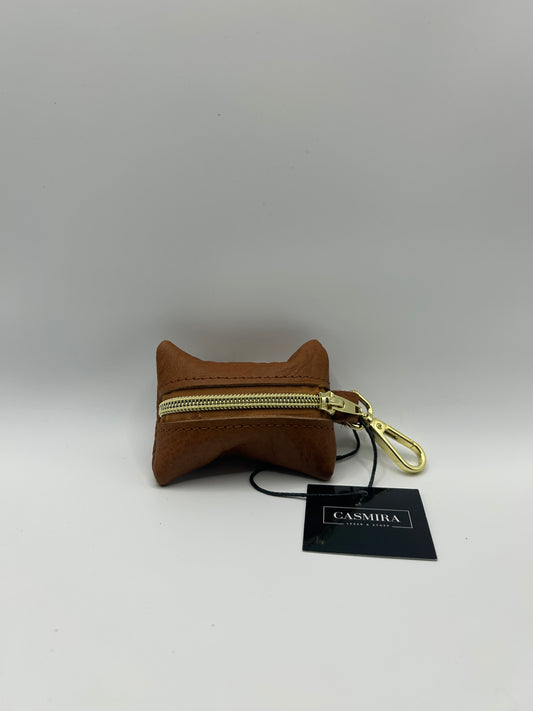 Kotbeutelspender Leder Cognac Braun