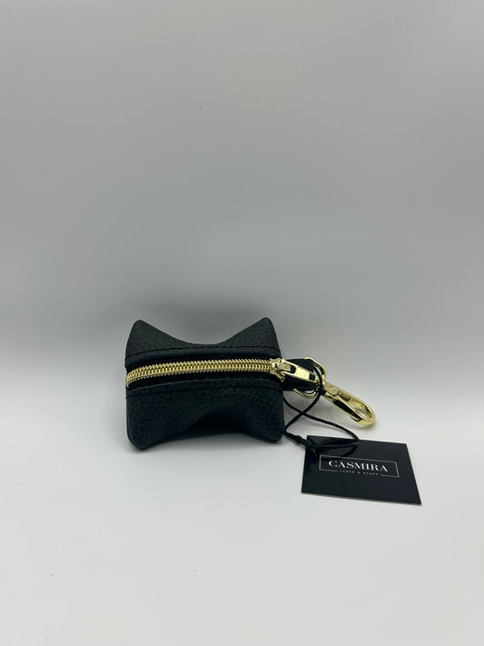 Kotbeutelspender Leder Anthrazit/Gold