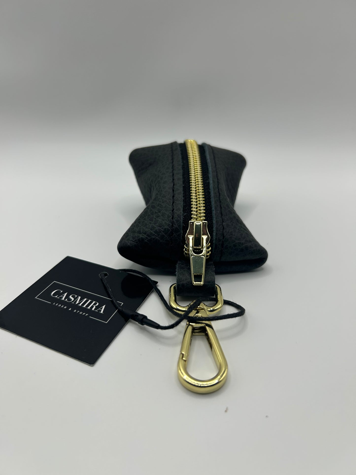 Kotbeutelspender Leder Anthrazit/Gold