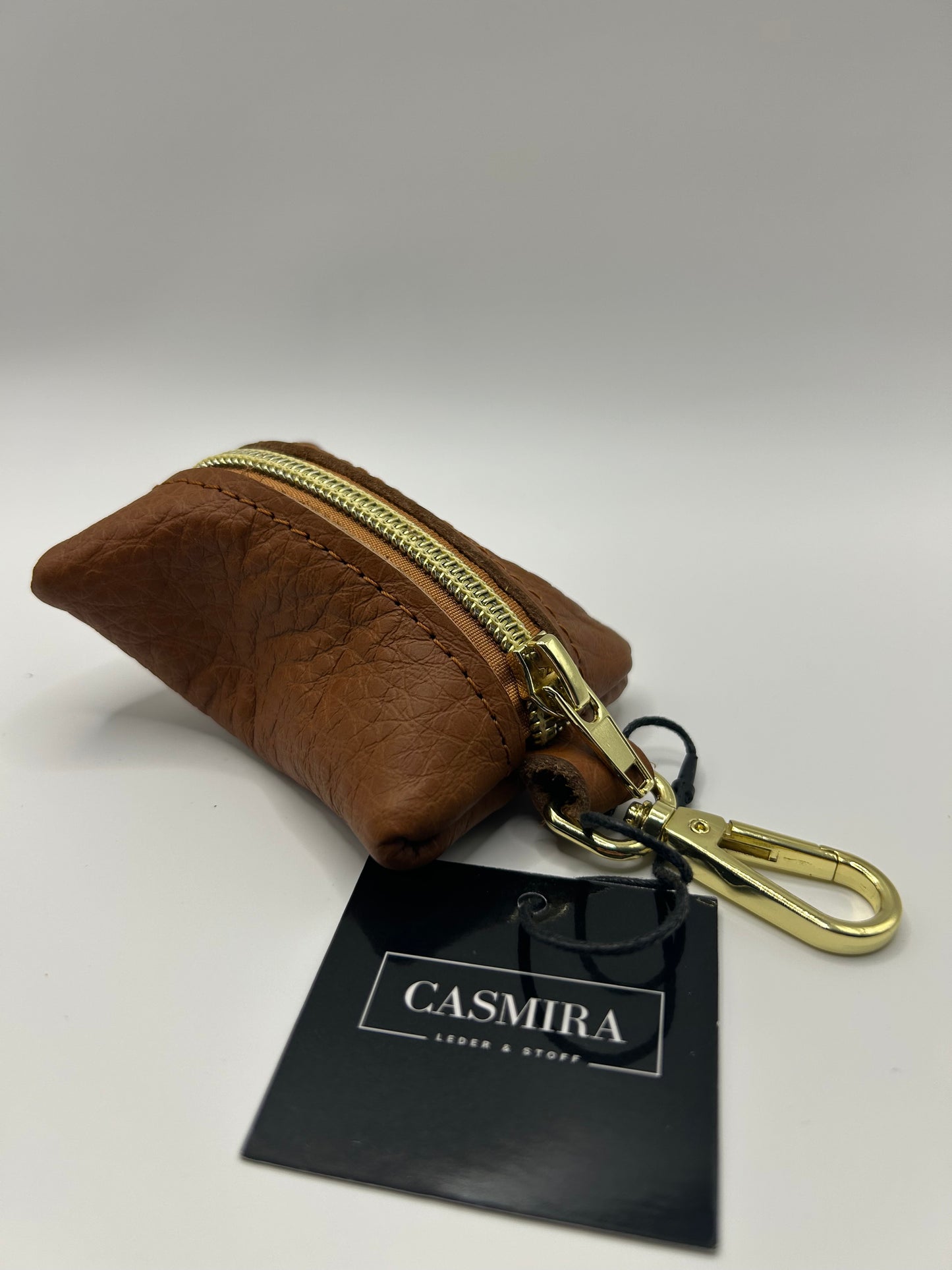 Kotbeutelspender Leder Cognac Braun