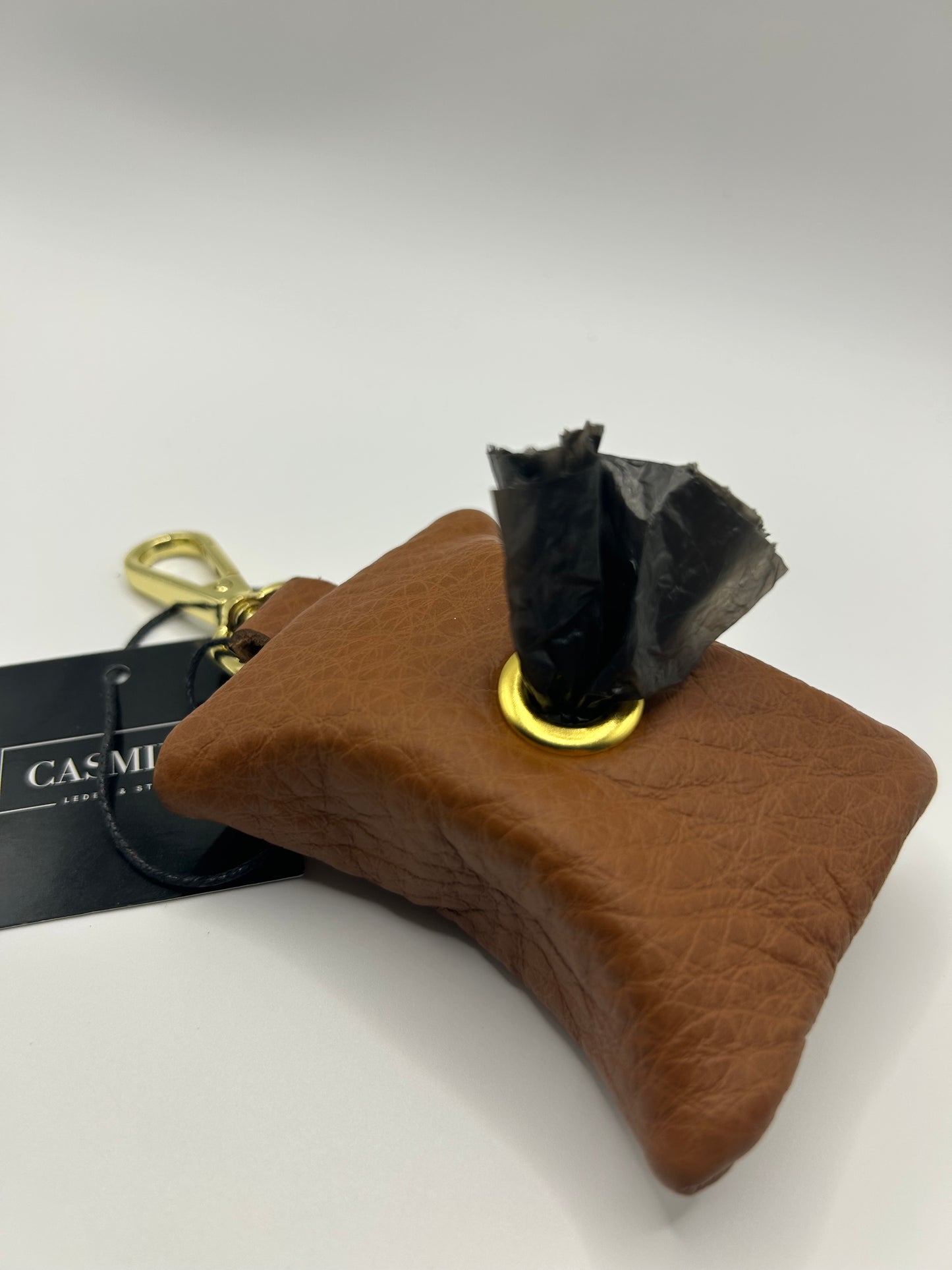Kotbeutelspender Leder Cognac Braun