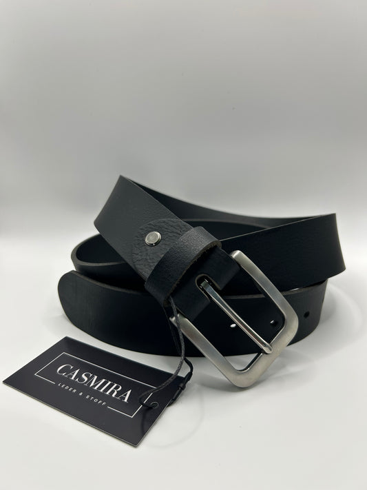Gürtel Büffelleder Schwarz 40mm / 123 cm