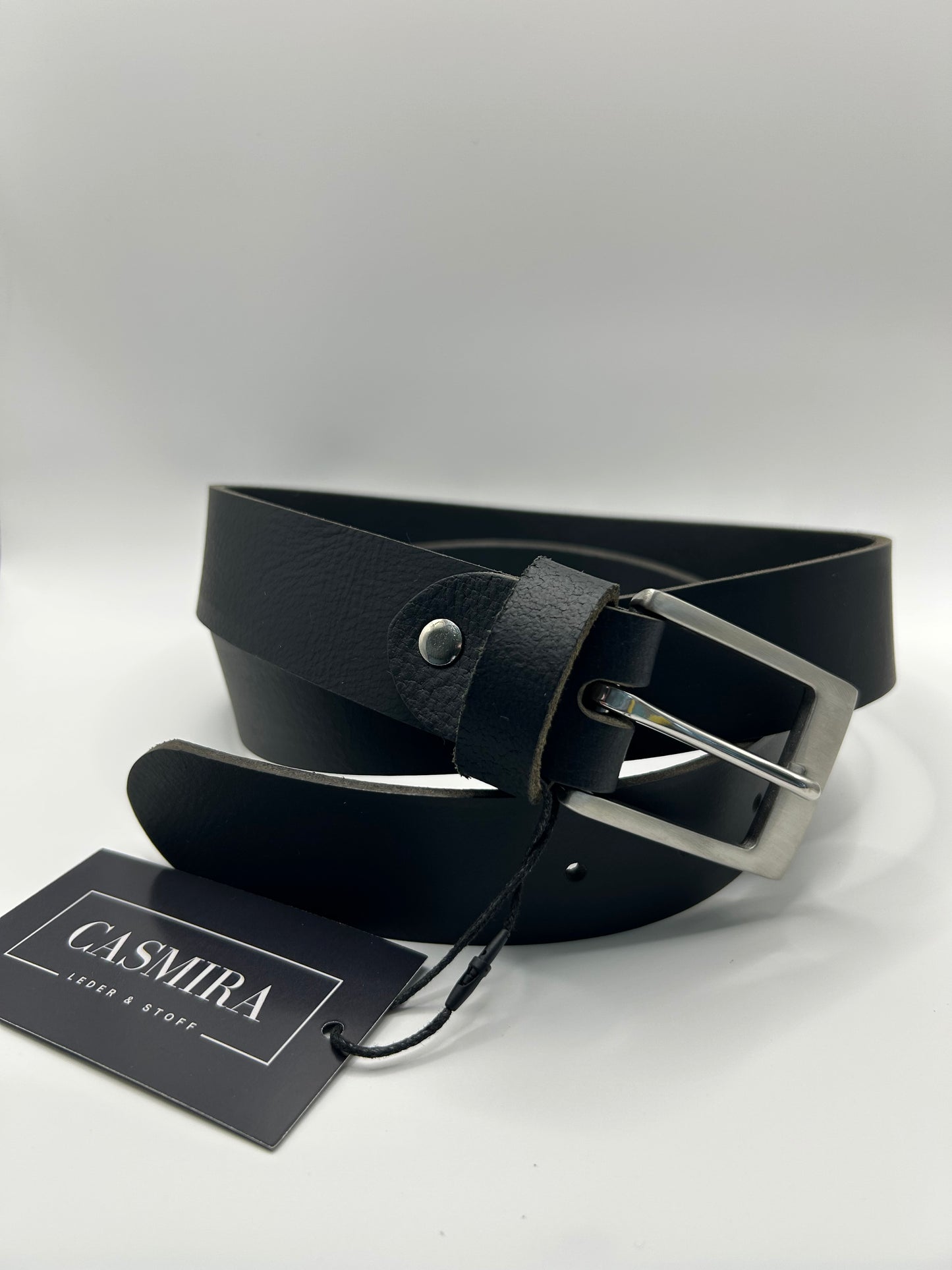 Gürtel Büffelleder Schwarz 35mm / 122 cm