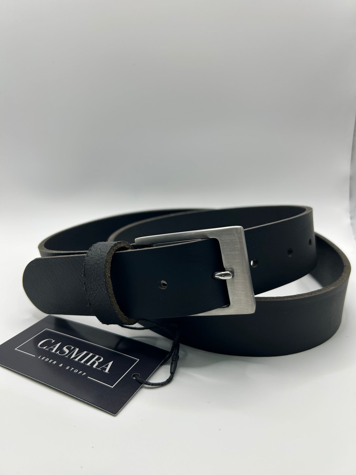 Gürtel Büffelleder Schwarz 35mm / 122 cm