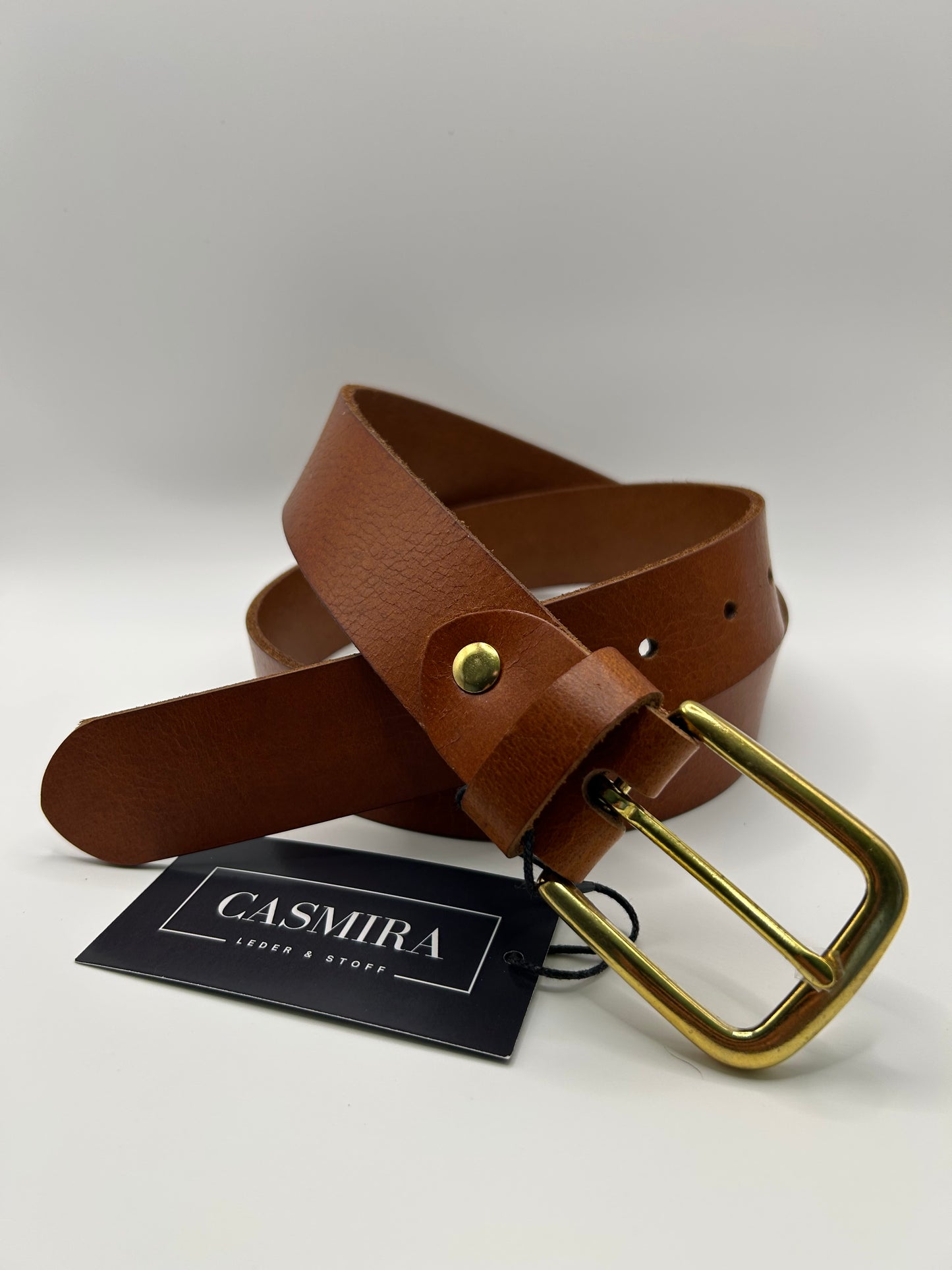 Gürtel Büffelleder Cognac 35mm / 111 cm
