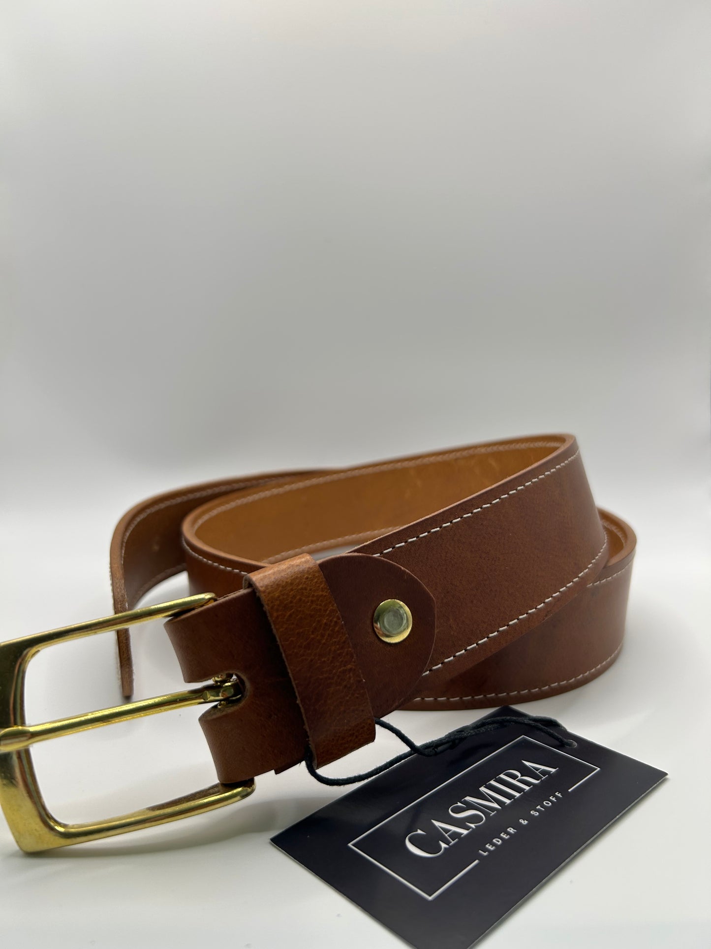 Gürtel Rind Cognac Naht 40 mm / 111 cm