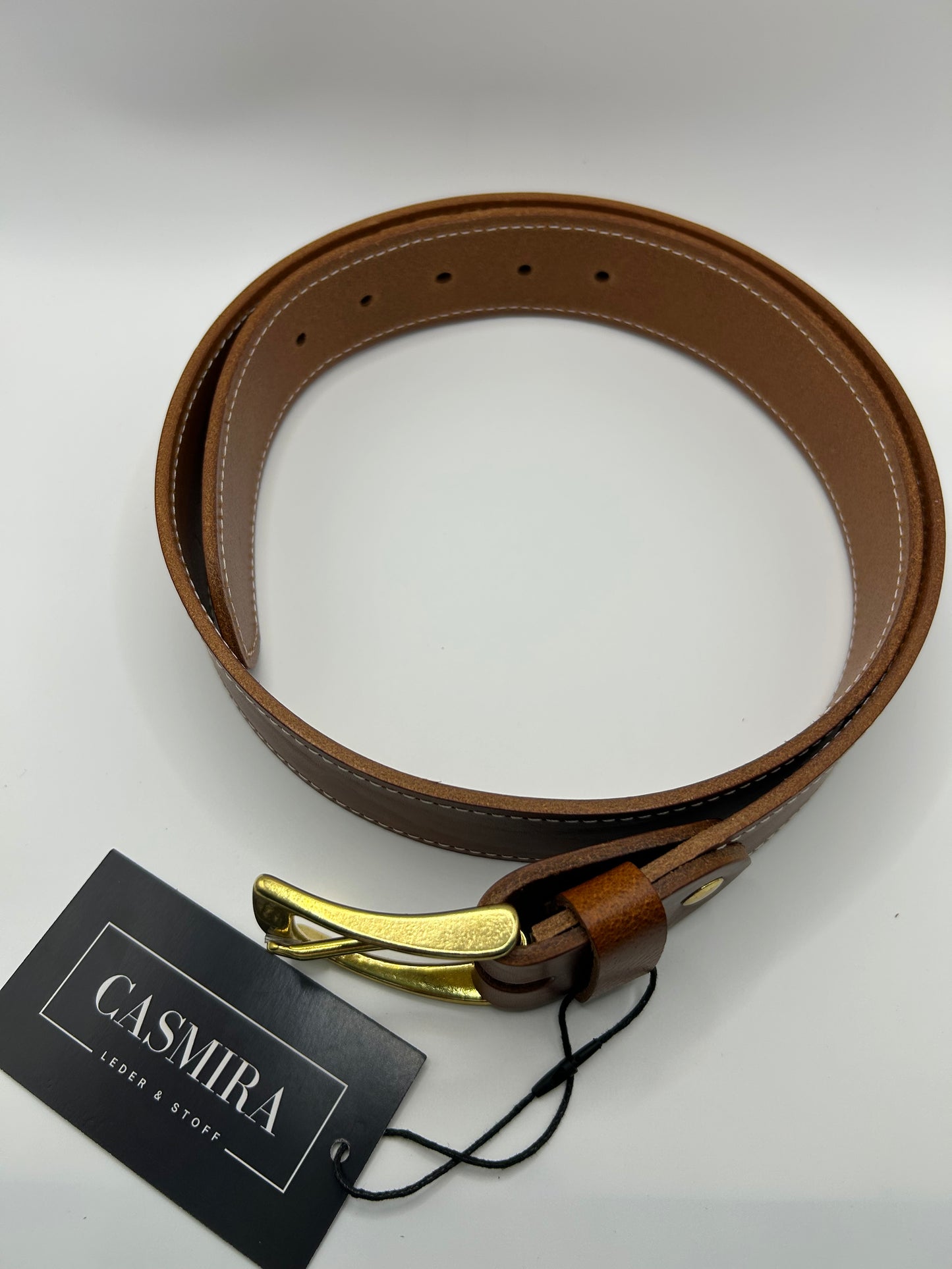 Gürtel Rind Cognac Naht 40 mm / 111 cm