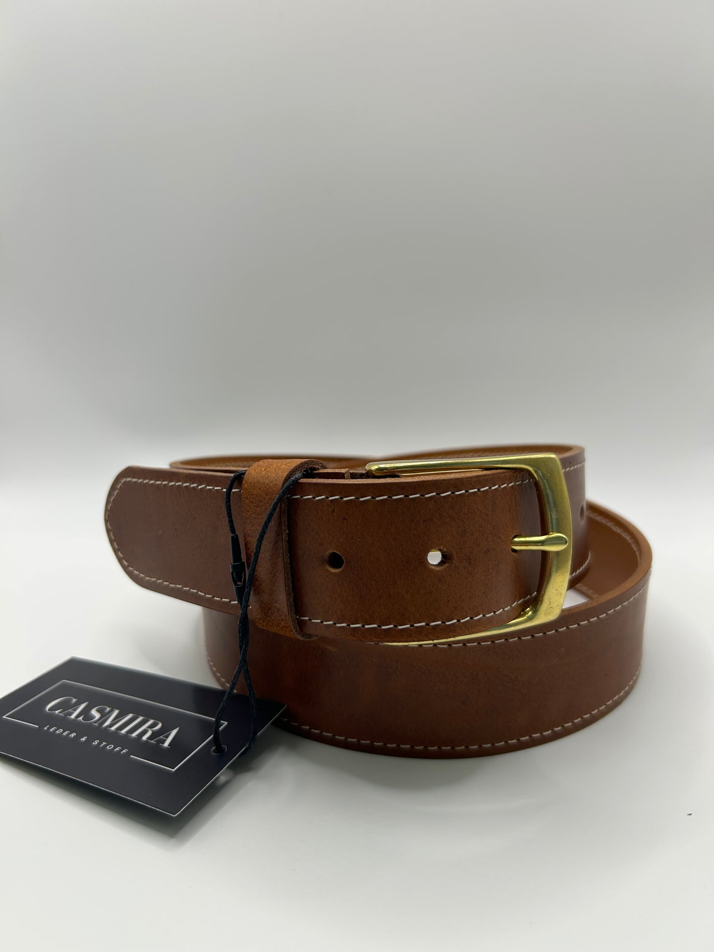 Gürtel Rind Cognac Naht 40 mm / 111 cm