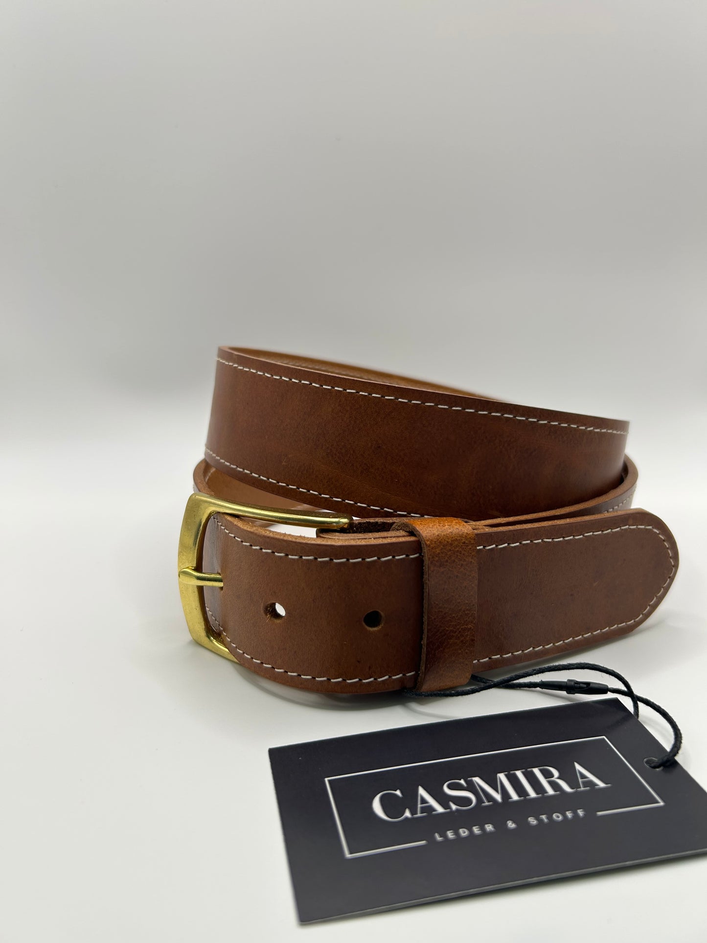 Gürtel Rind Cognac Naht 40 mm / 111 cm