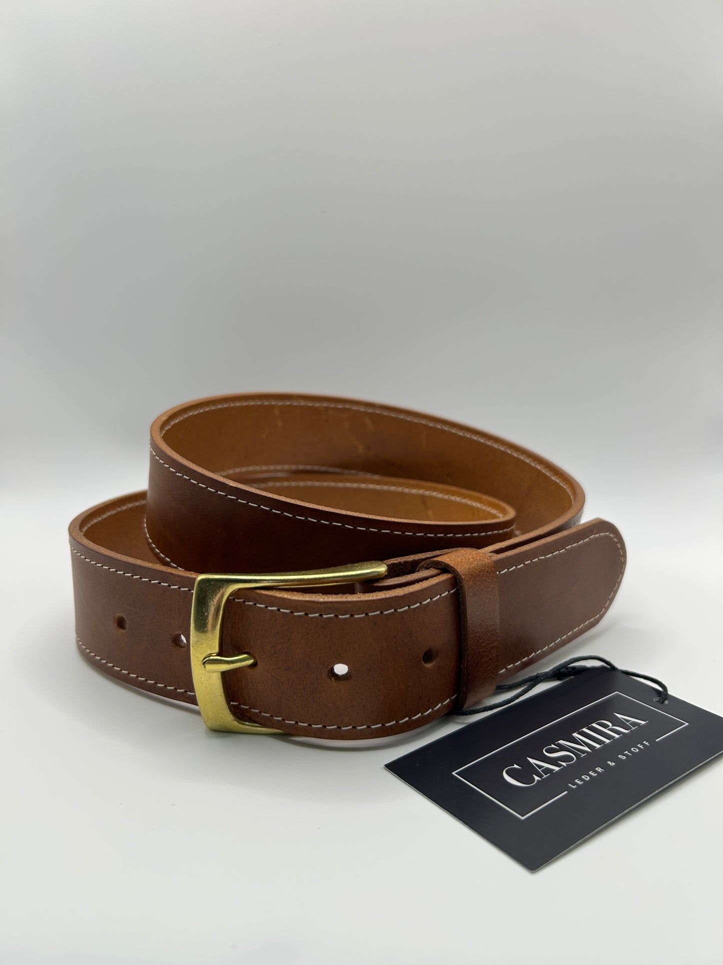 Gürtel Rind Cognac Naht 40 mm / 111 cm