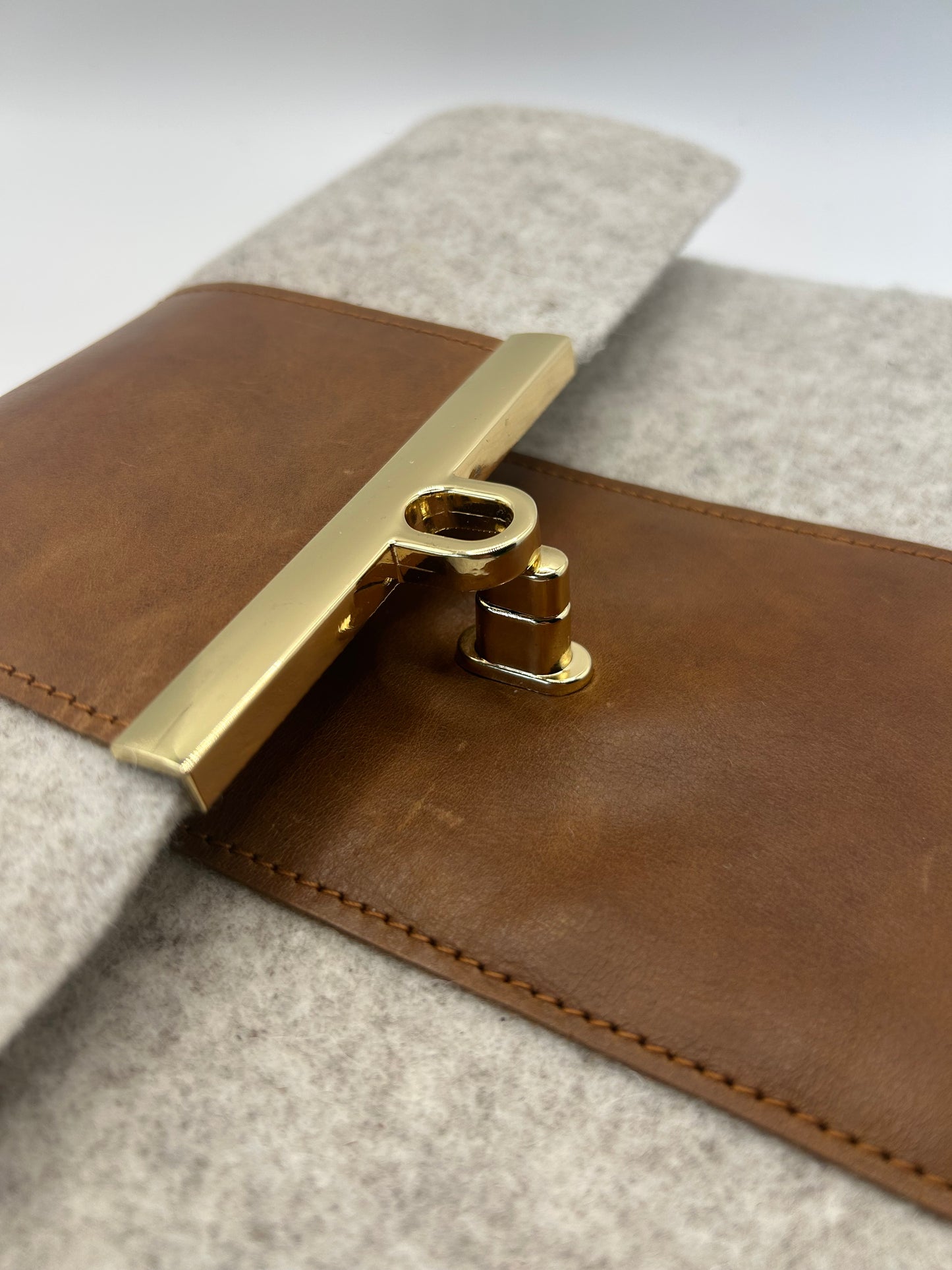 Tablethülle Filz/Leder Natur/Braun