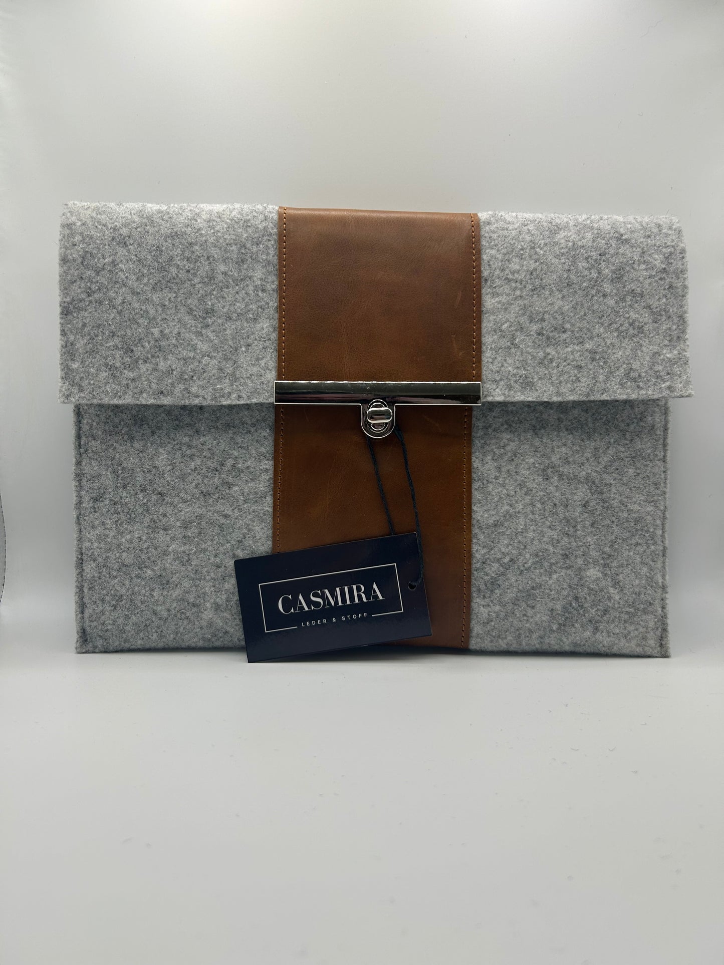 Tablethülle Filz/Leder Grau/Braun