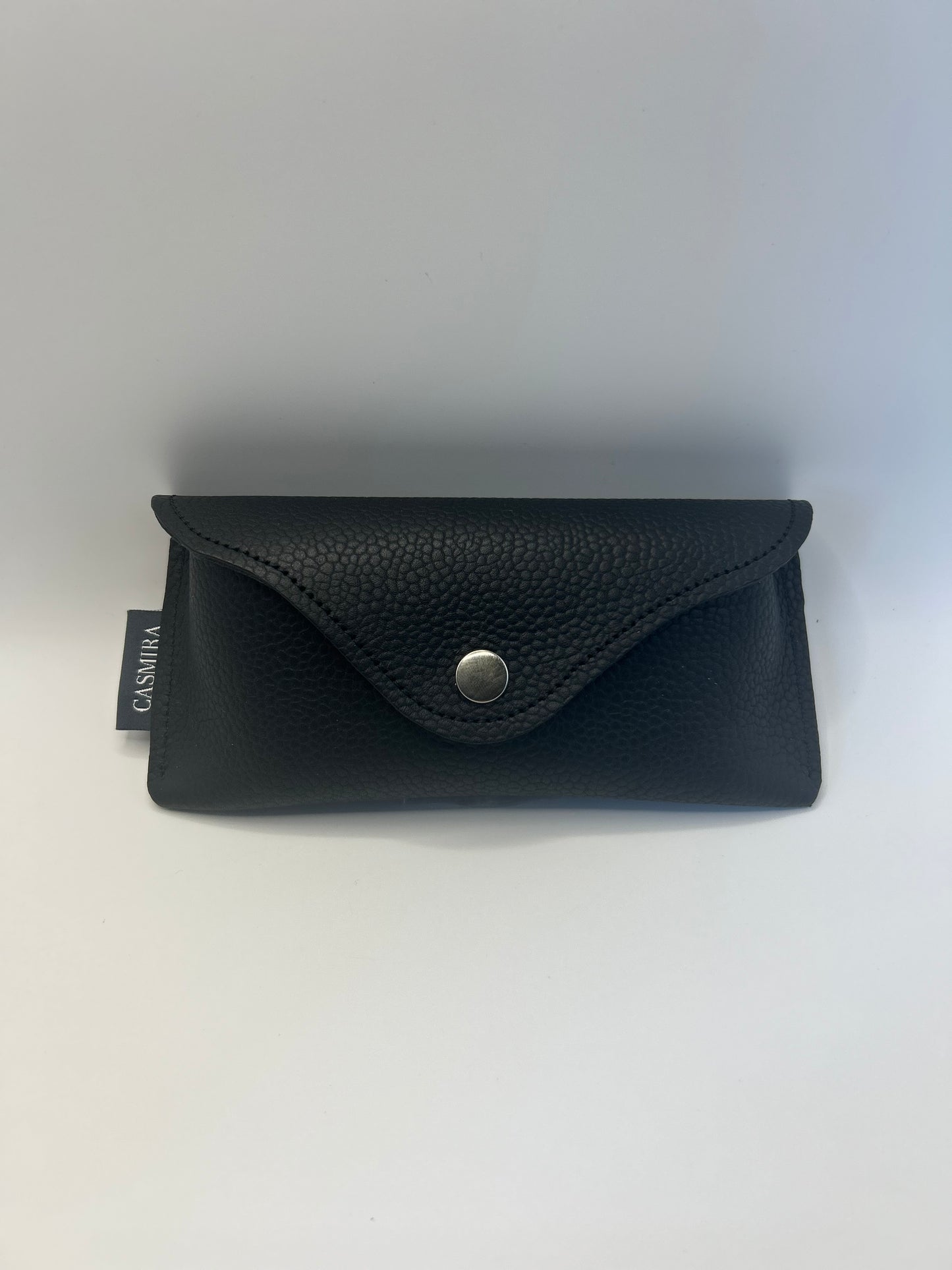 Brillenetui Unisex Leder Schwarz / Silber