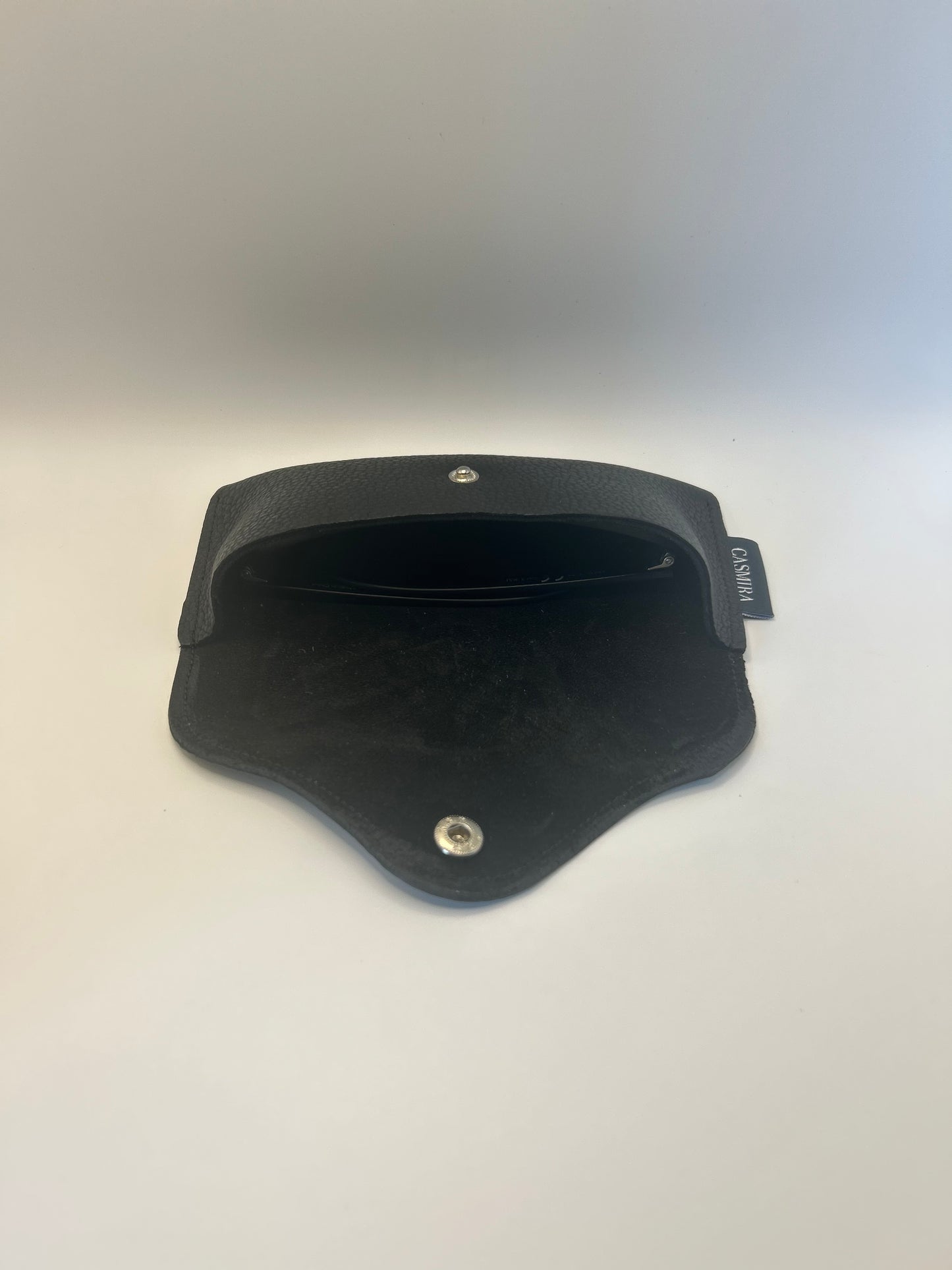 Brillenetui Unisex Leder Schwarz / Silber