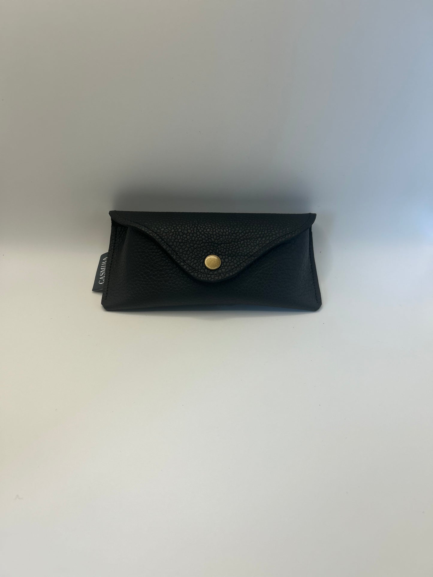 Brillenetui Unisex Leder Schwarz / Messing