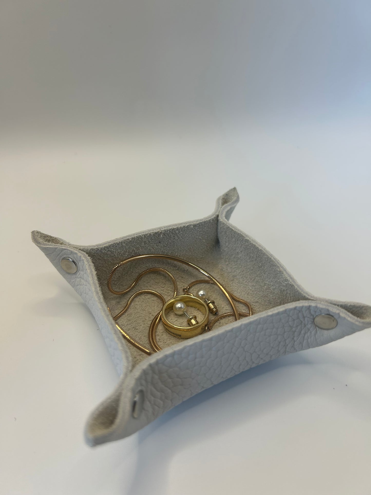 Aufbewahrungsschale Leder Weiß Klein