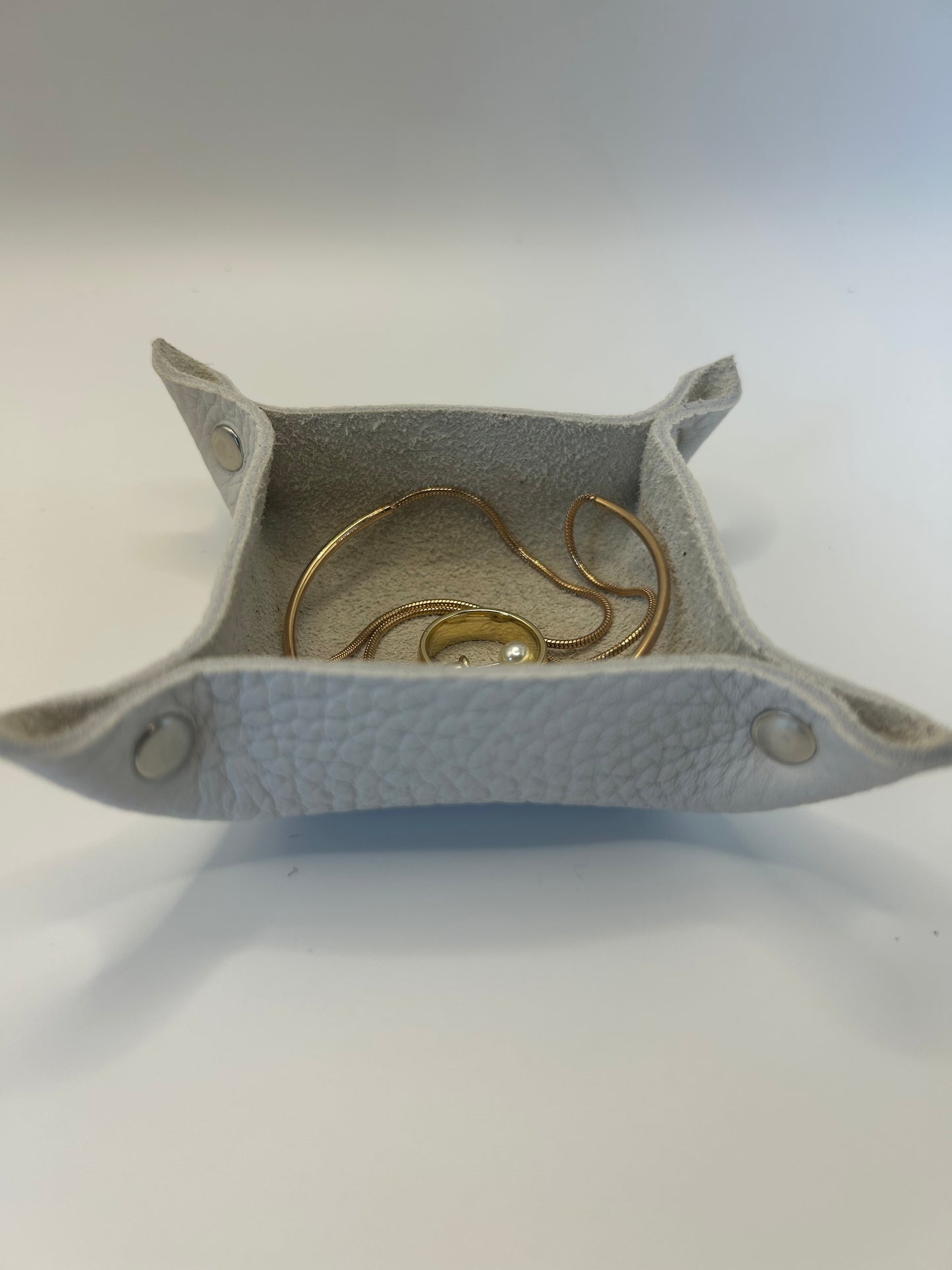 Aufbewahrungsschale Leder Weiß Klein