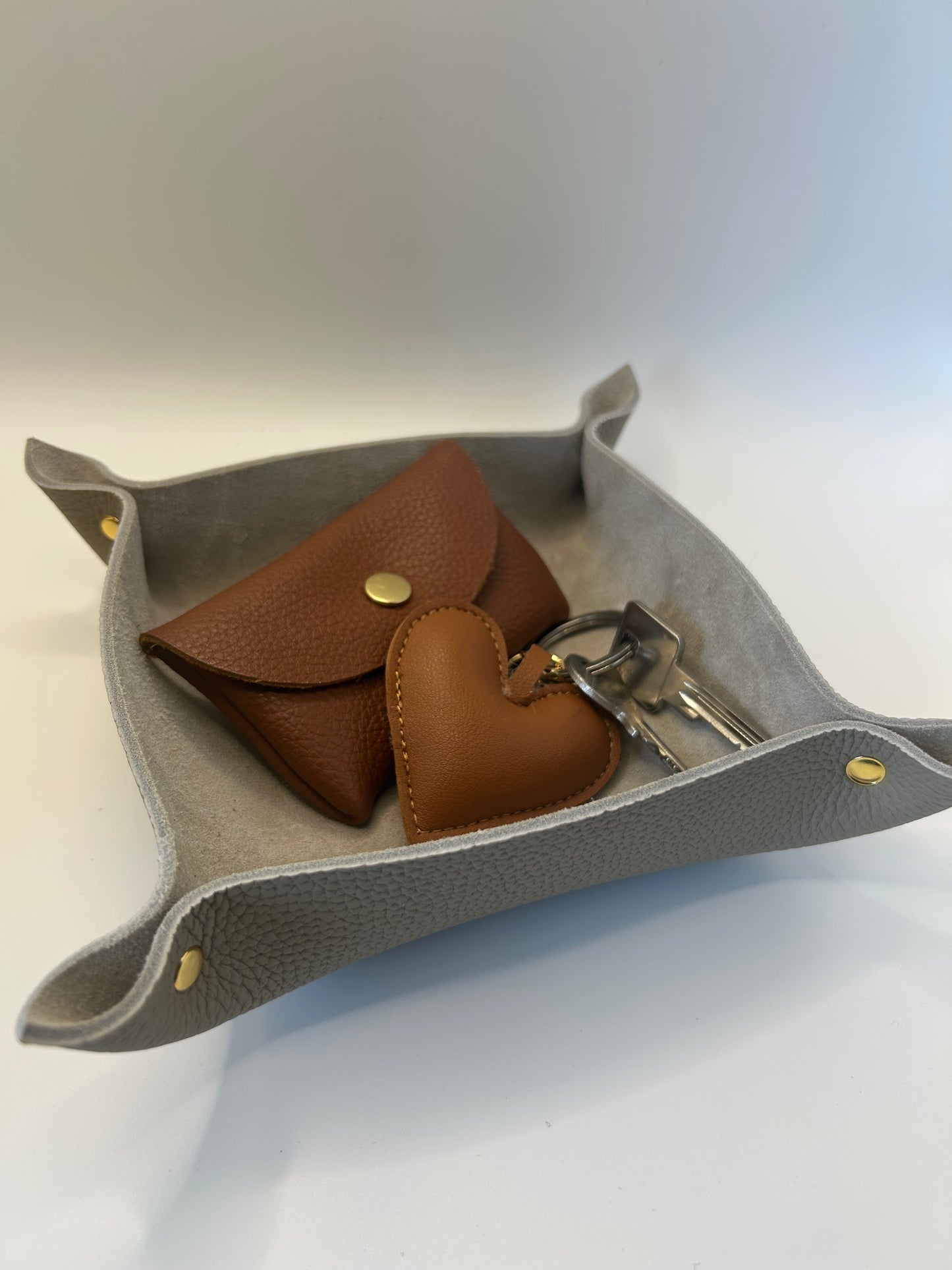 Aufbewahrungsschale Leder Taupe