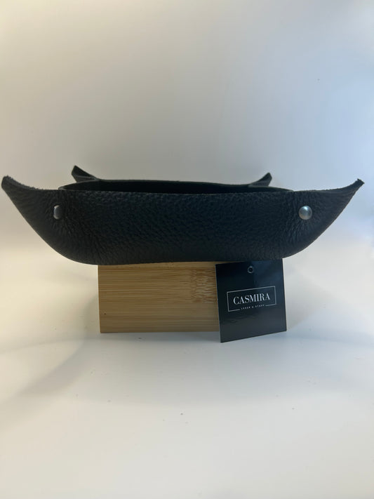 Aufbewahrungsschale Leder Schwarz