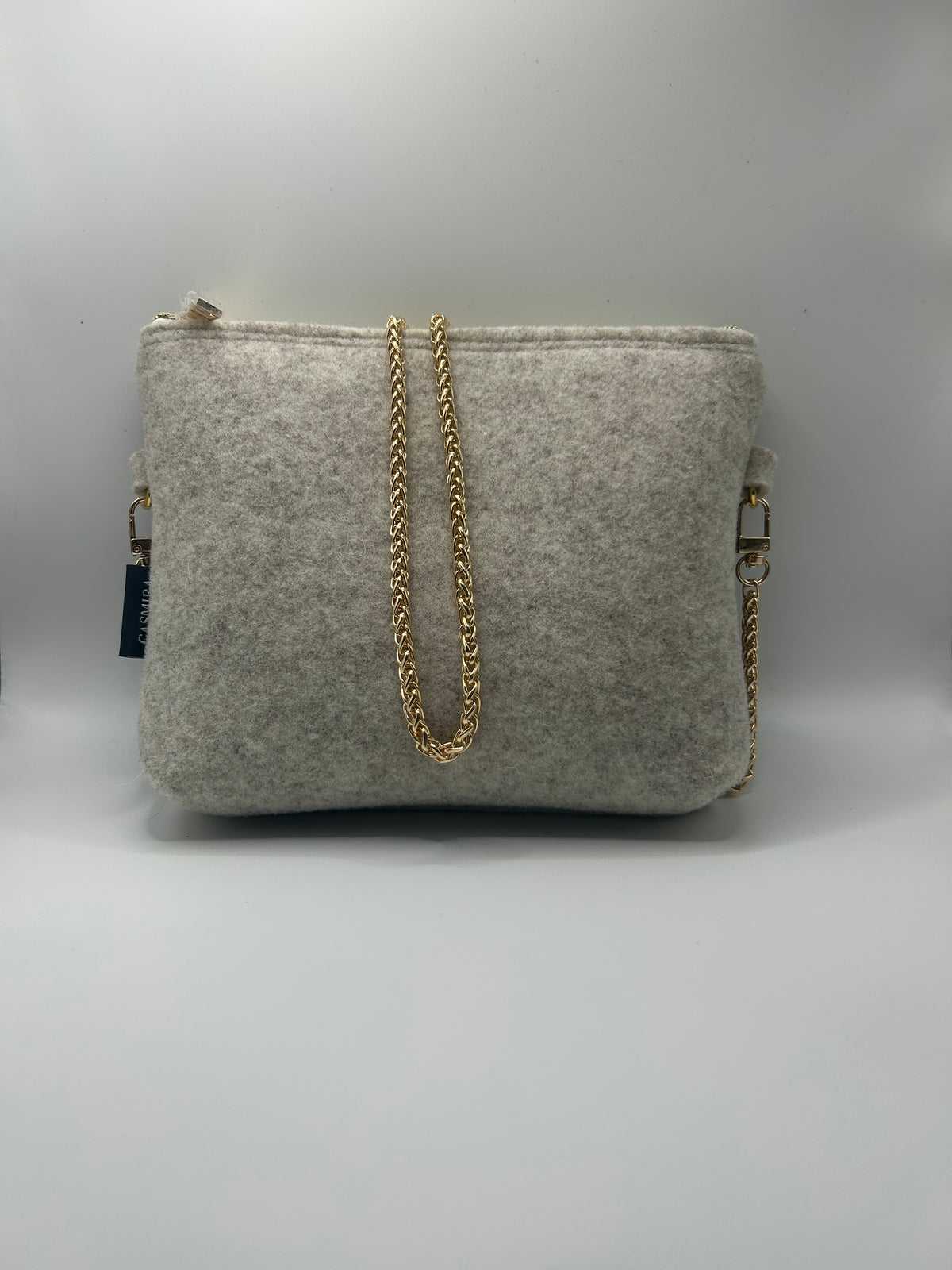 Trachten- / Dirndltasche Wildleder/Filz Natur/Braun mit Gold