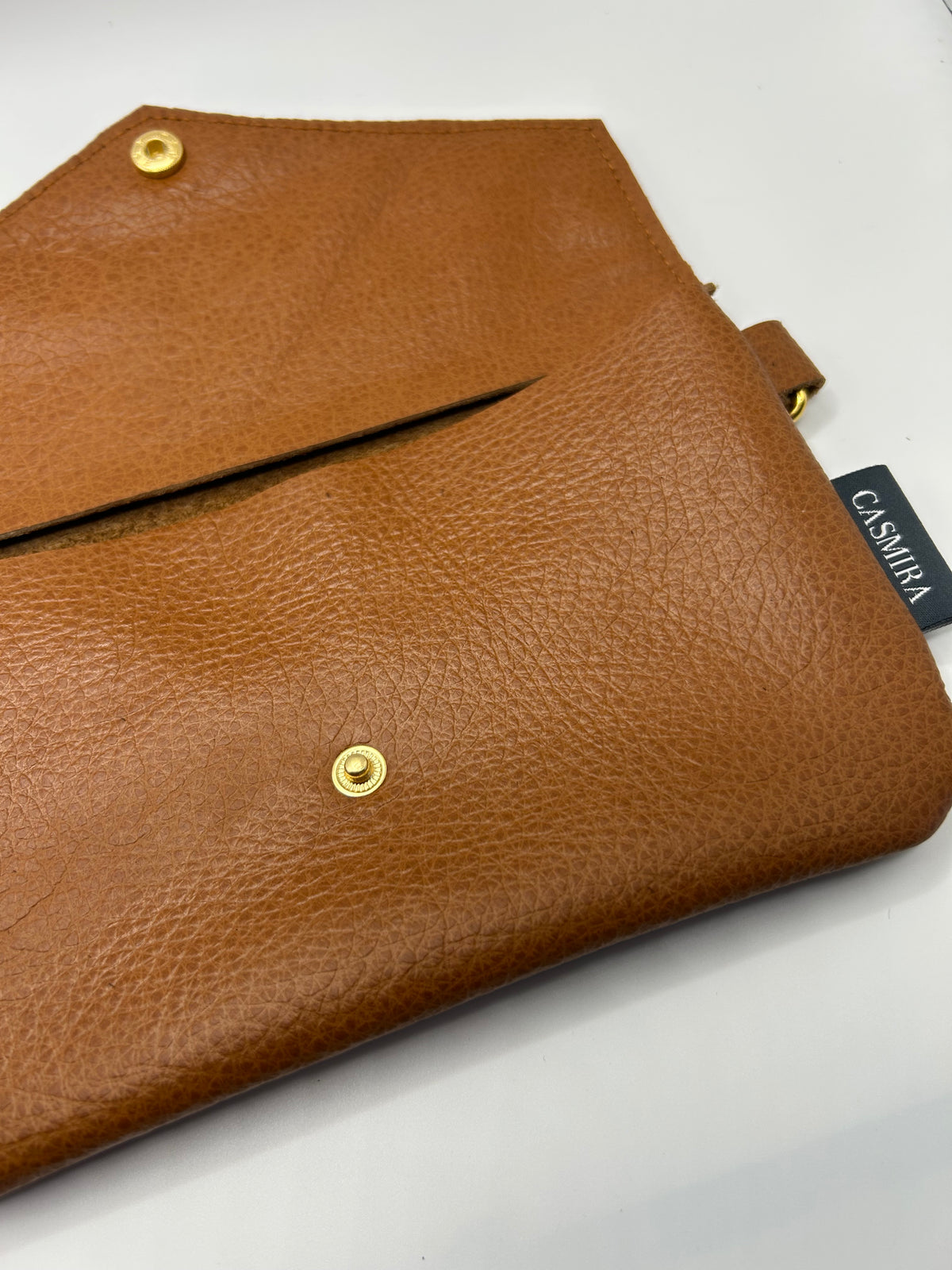 Umhängetasche Leder small Cognac / Gold