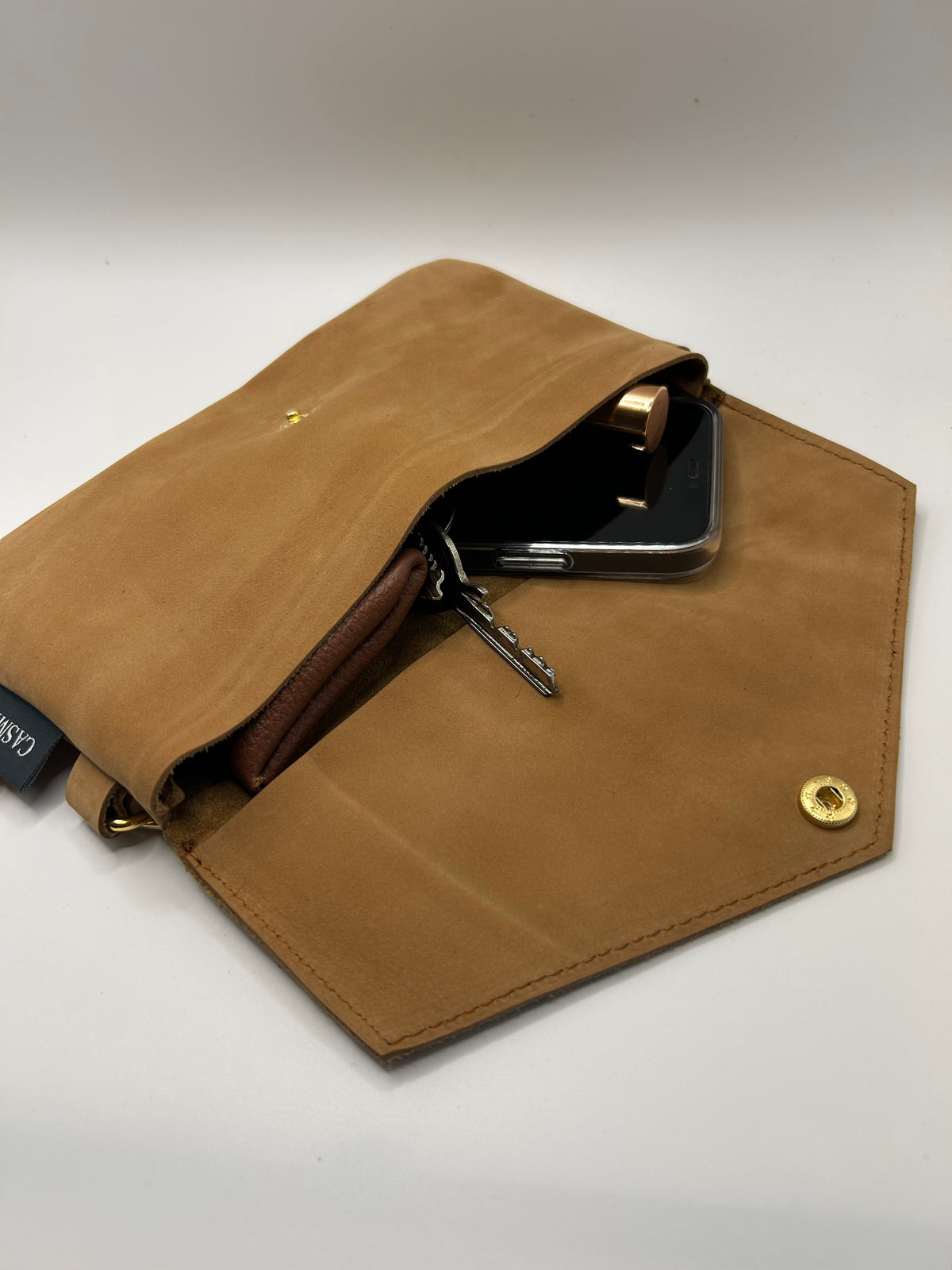 Umhängetasche Wildleder small Beige / Gold