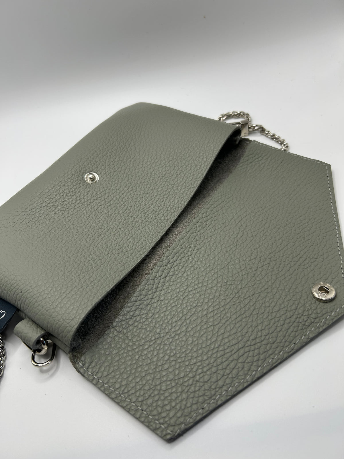 Umhängetasche Leder small Grau/Grün / Silber