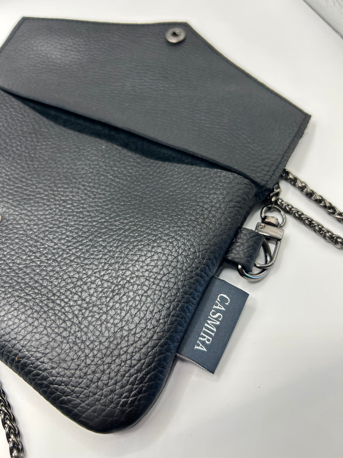 Umhängetasche Leder small Schwarz / Anthrazit