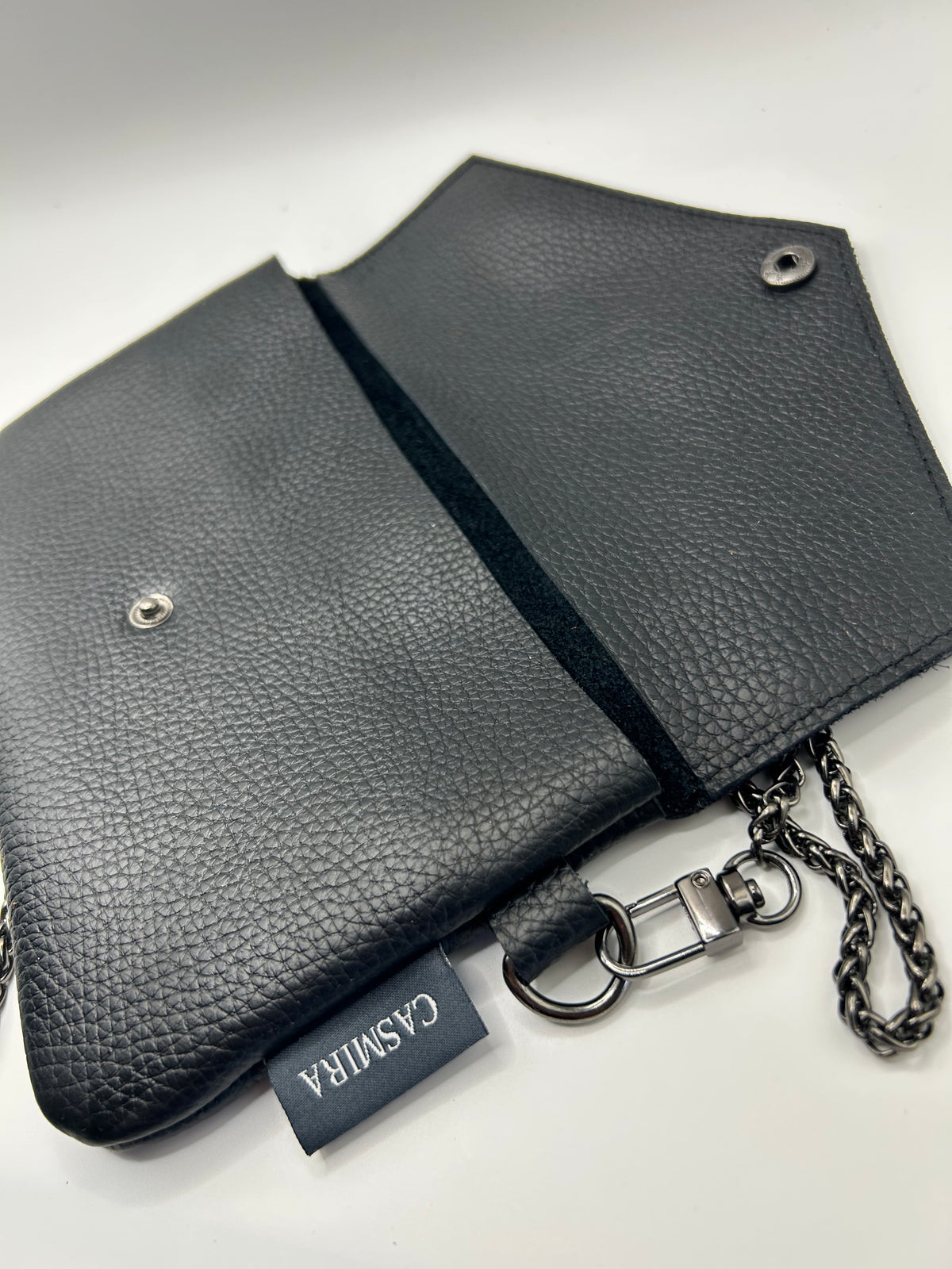 Umhängetasche Leder small Schwarz / Anthrazit