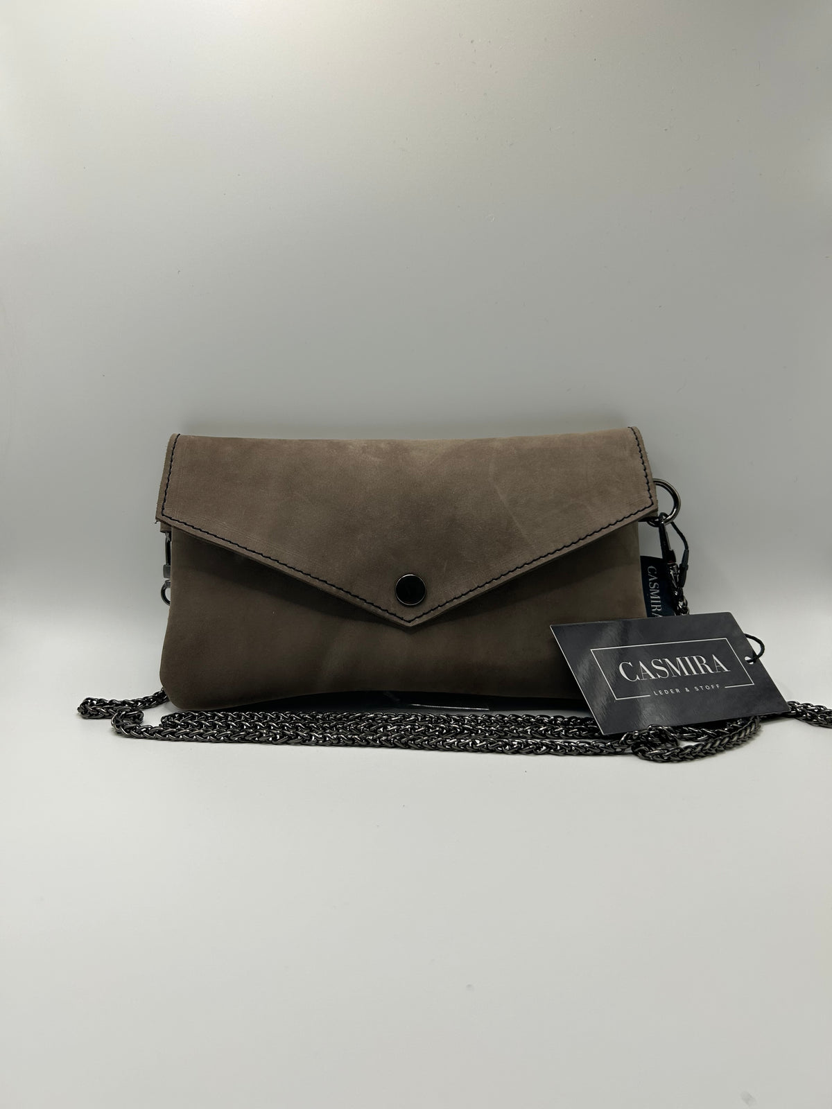 Umhängetasche Wildleder small Taupe / Anthrazit