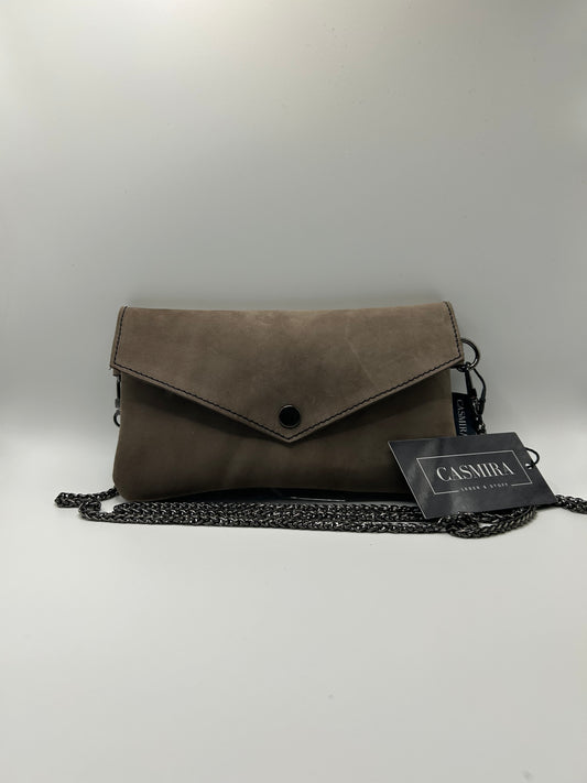 Umhängetasche Wildleder small Taupe / Anthrazit